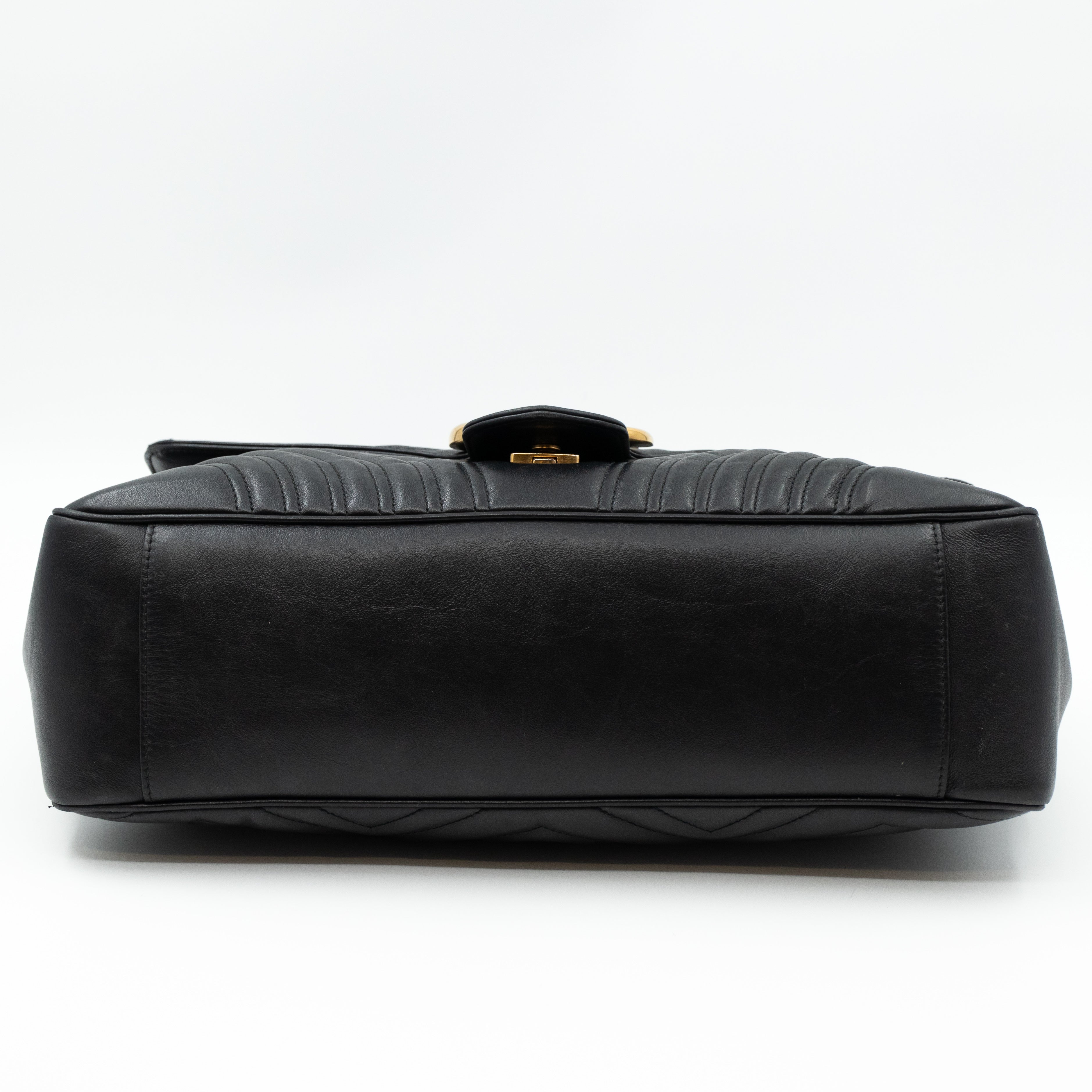 GG Marmont Large Flap Shoulder Bag Black Leather