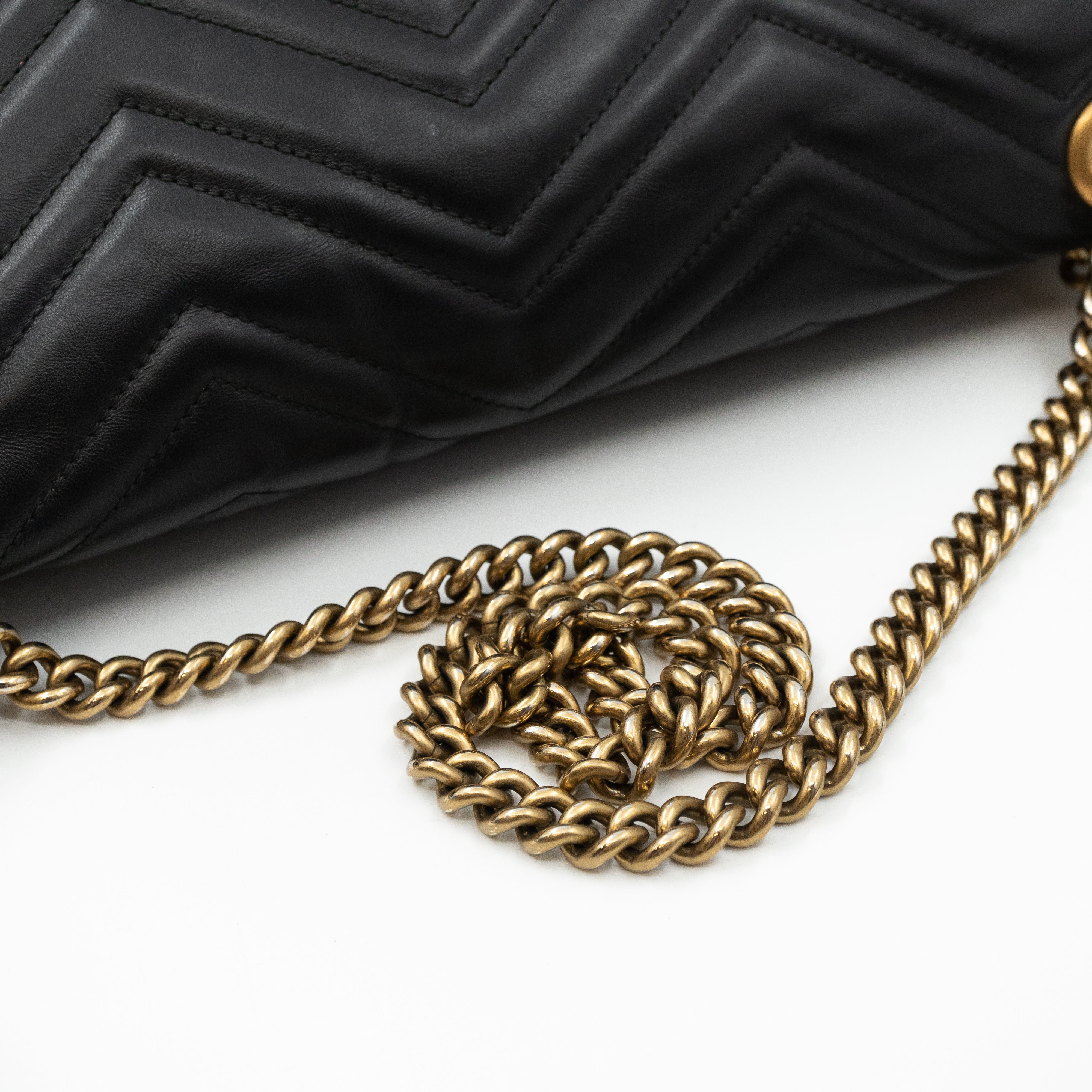 GG Marmont Large Flap Shoulder Bag Black Leather