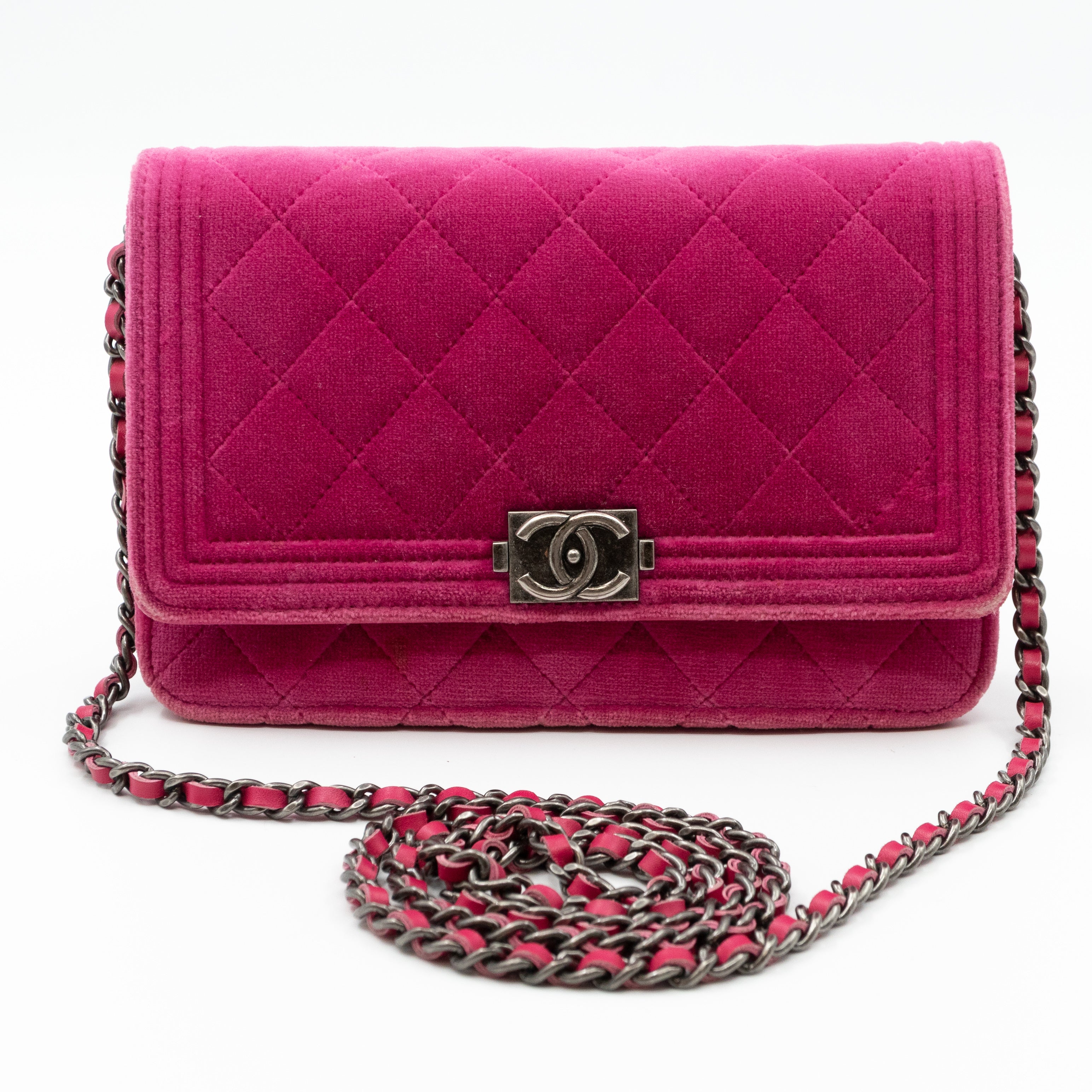 WGACA Chanel Velvet Boy Wallet on Chain - Pink – Kith