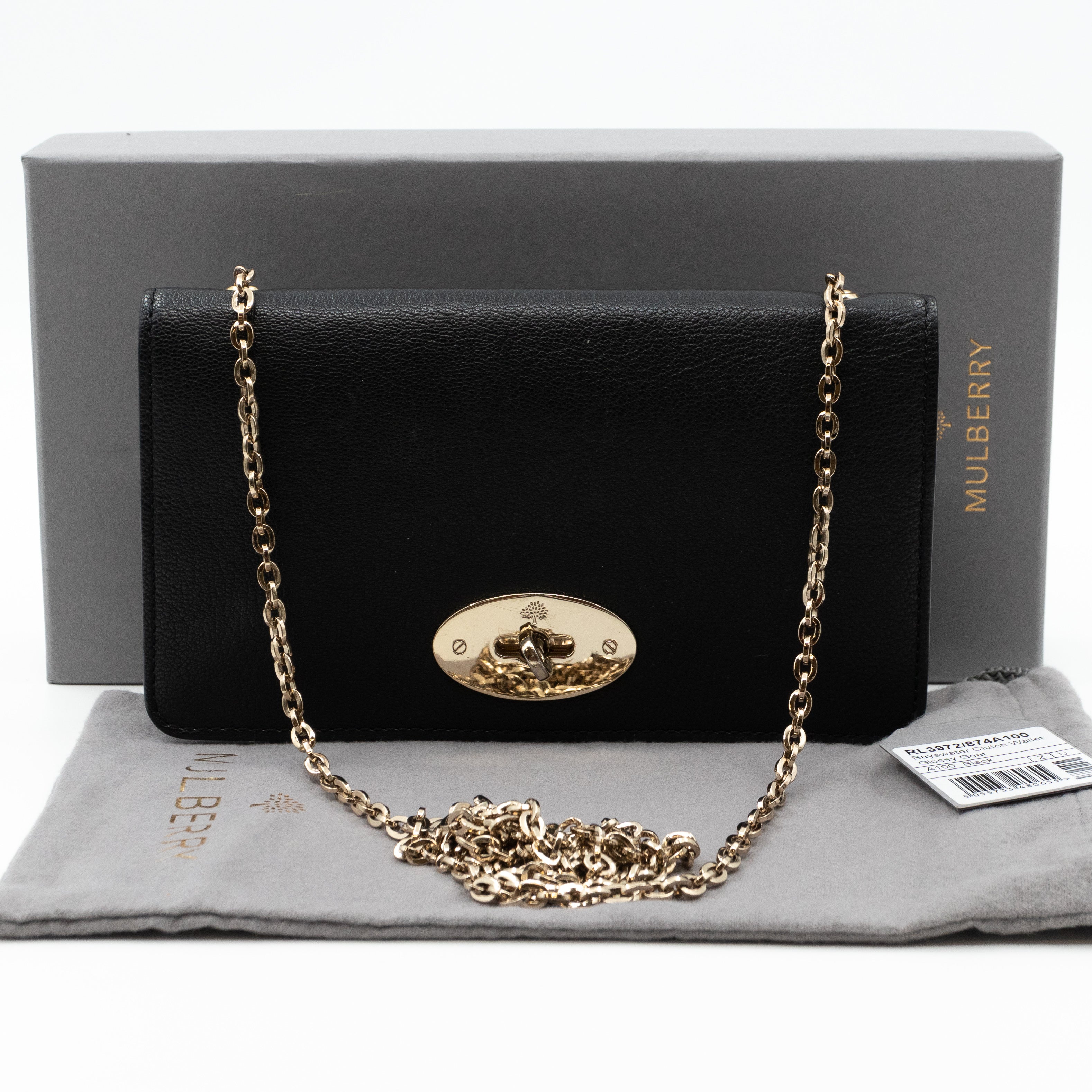 Bayswater Clutch Wallet Chain Black Leather