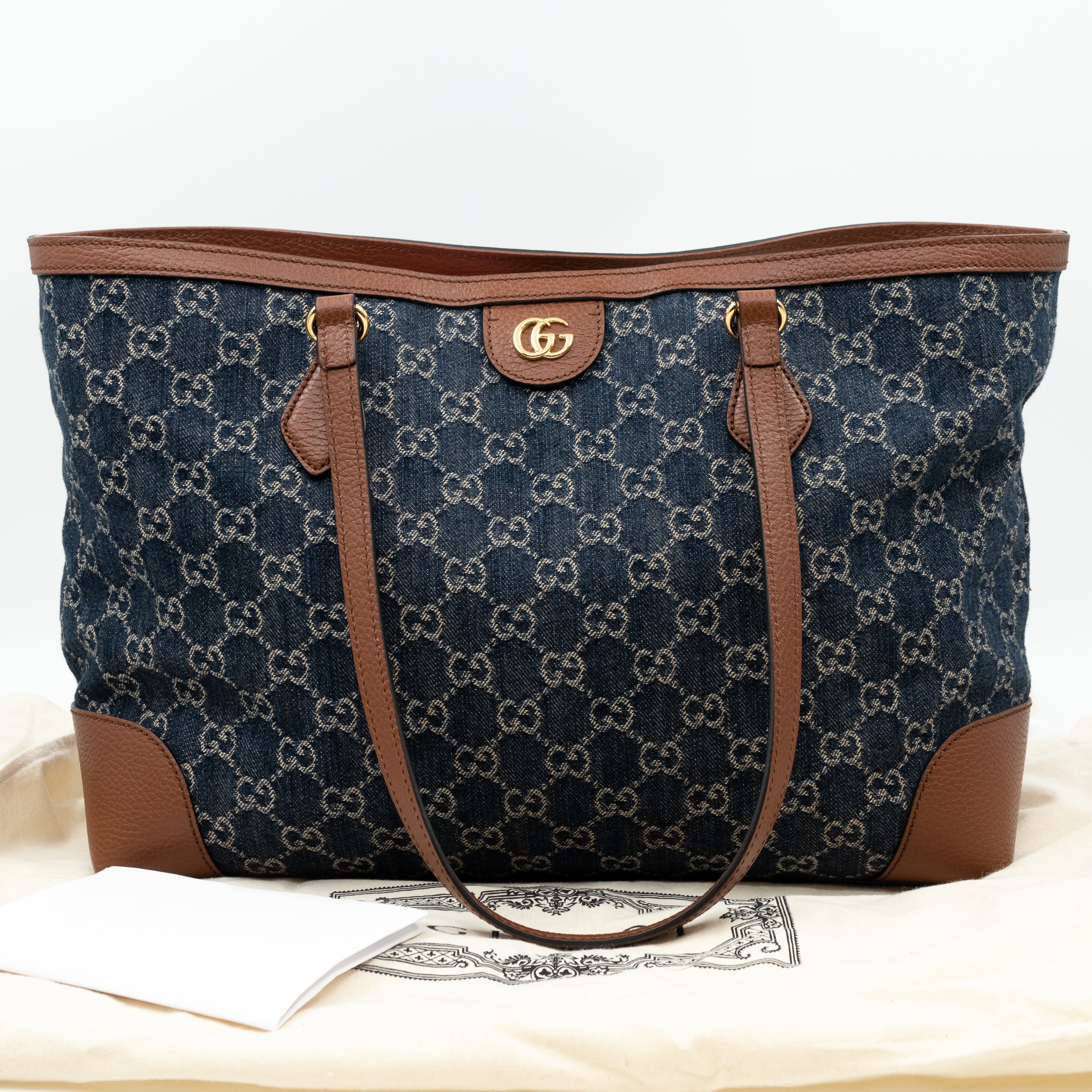 Ophidia GG Medium Tote Blue Denim
