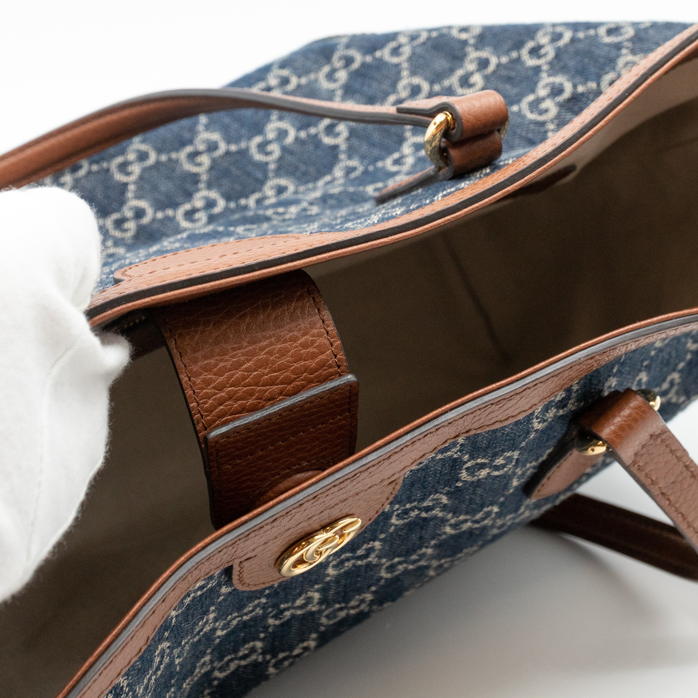 Ophidia GG Medium Tote Blue Denim