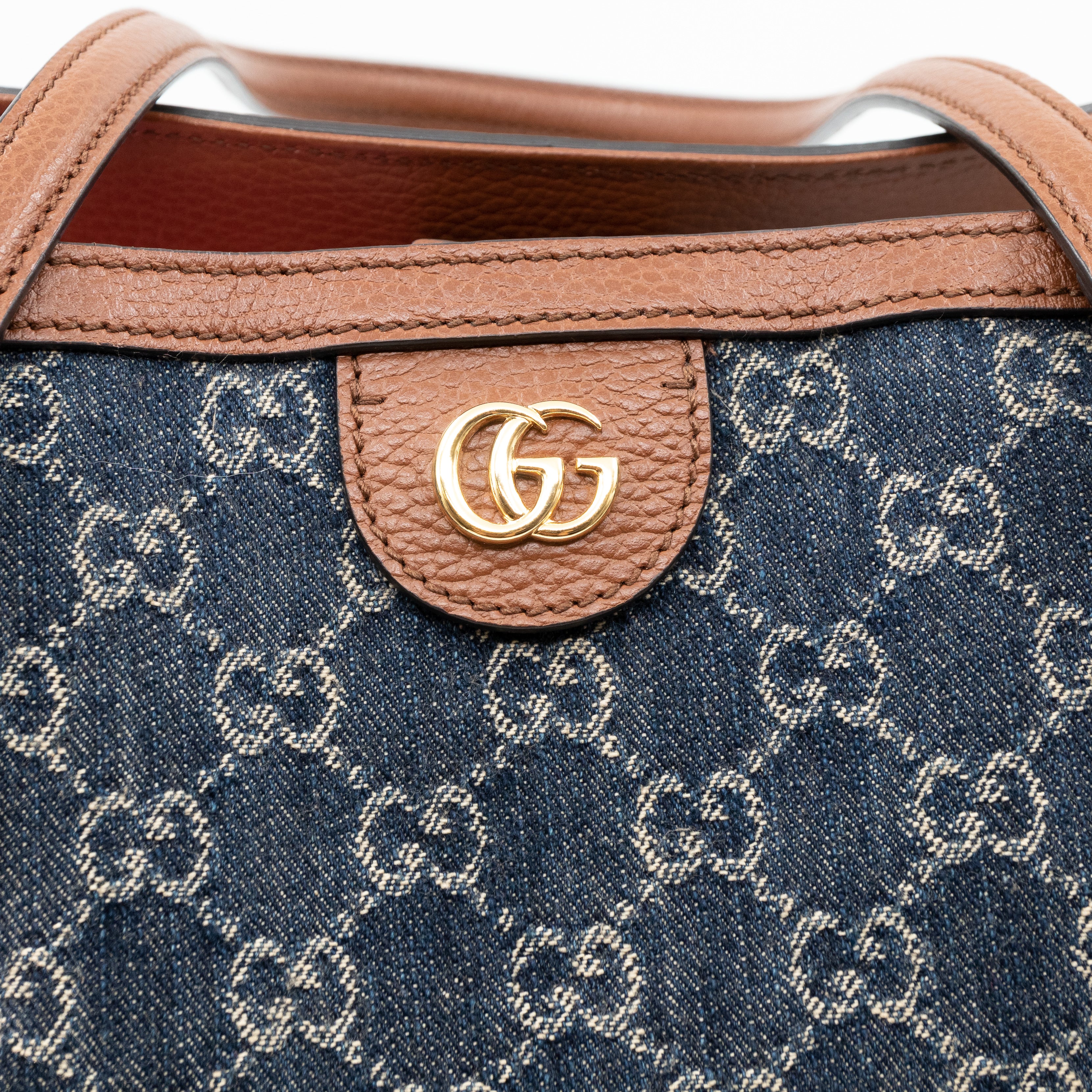 Ophidia GG Medium Tote Blue Denim