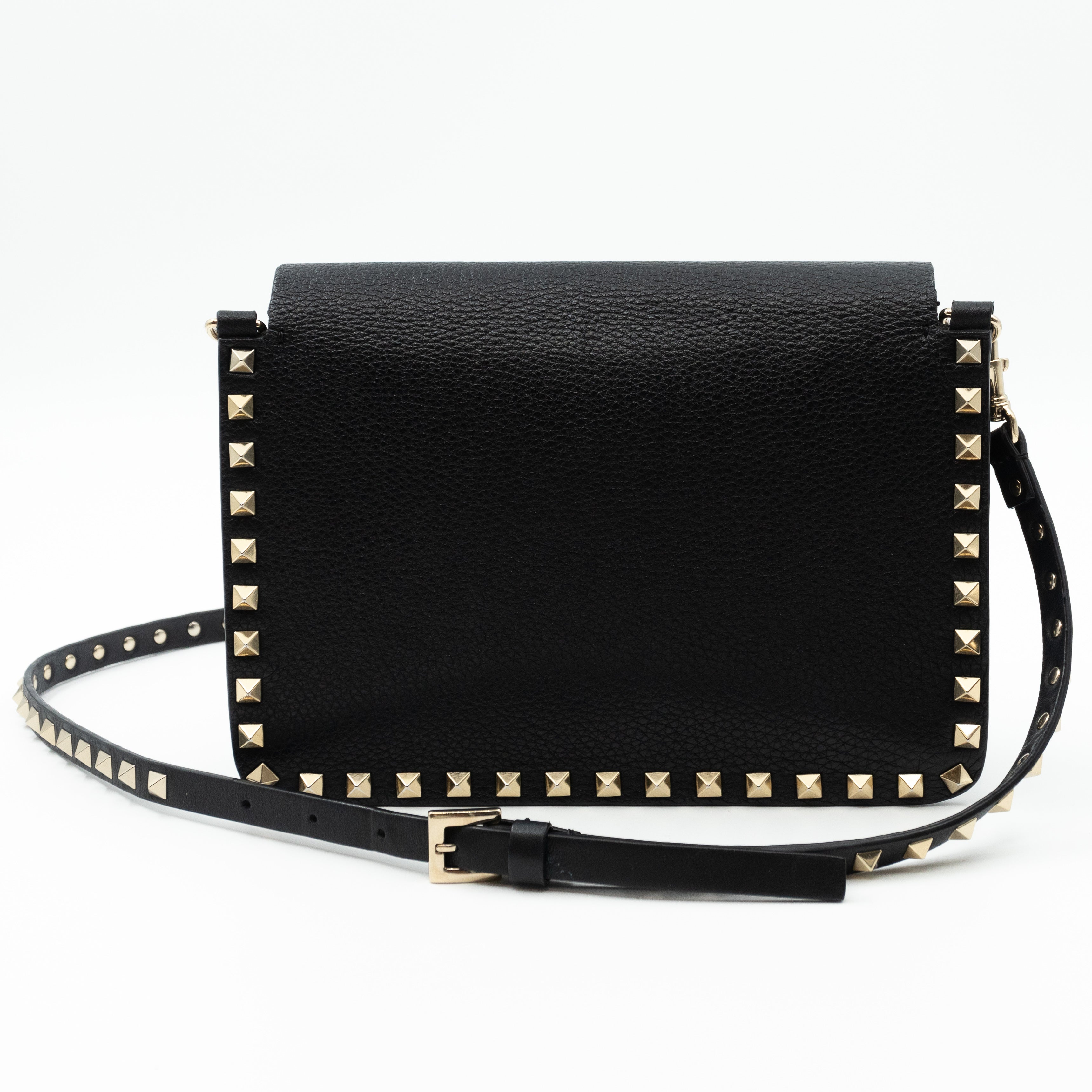 Rockstud Shoulder Bag Black Leather