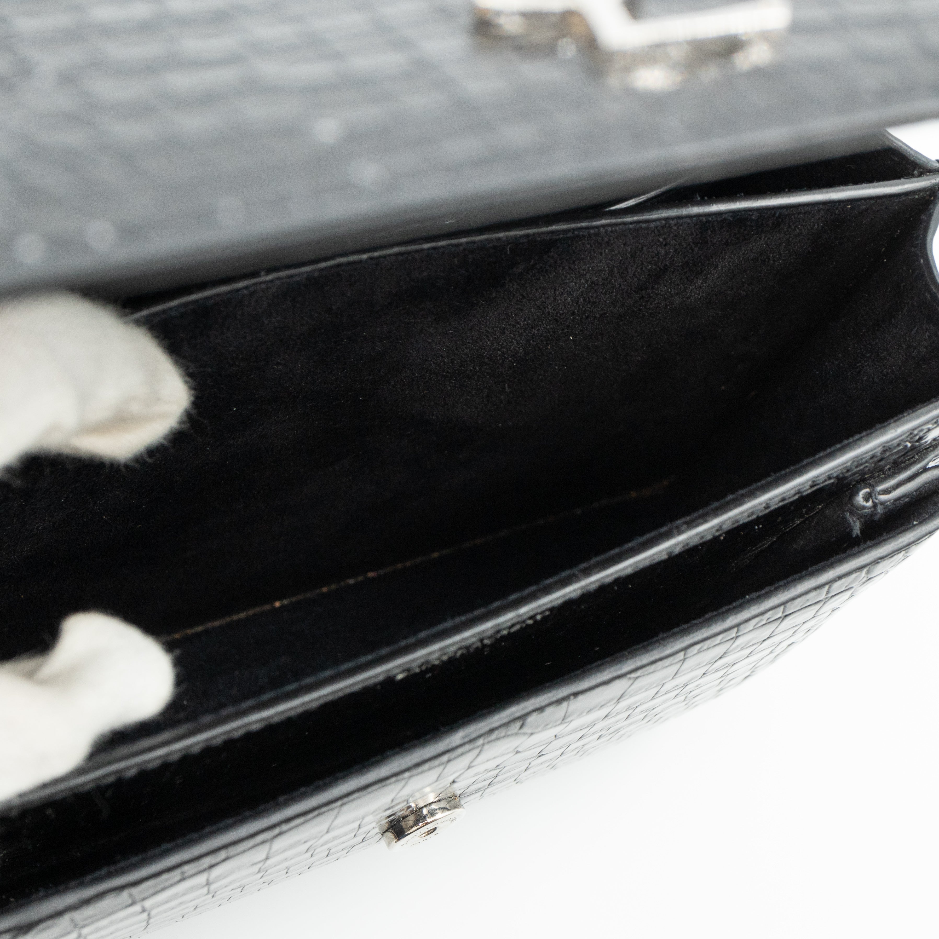 Sunset Medium Black Leather Croc Embossed