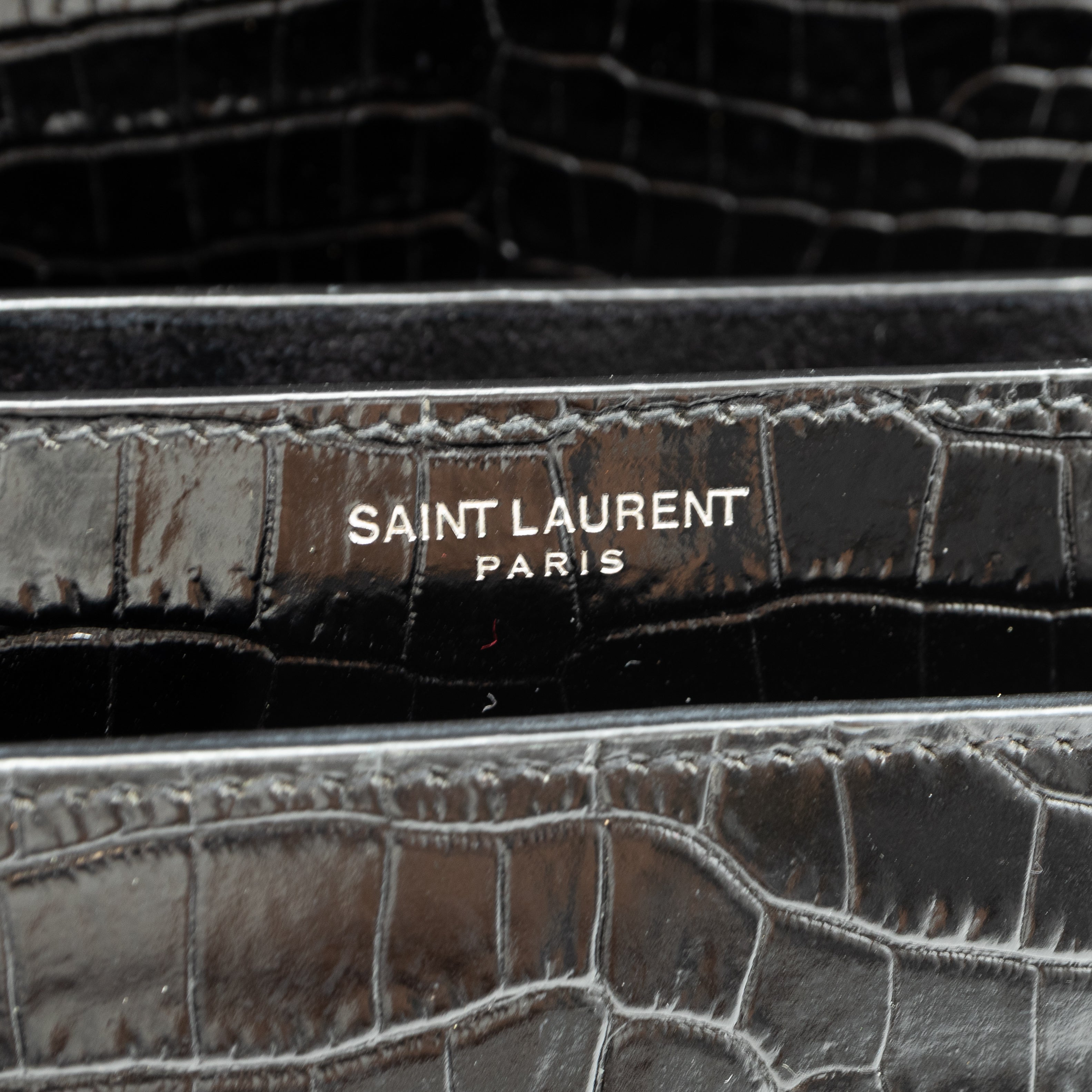 Sunset Medium Black Leather Croc Embossed