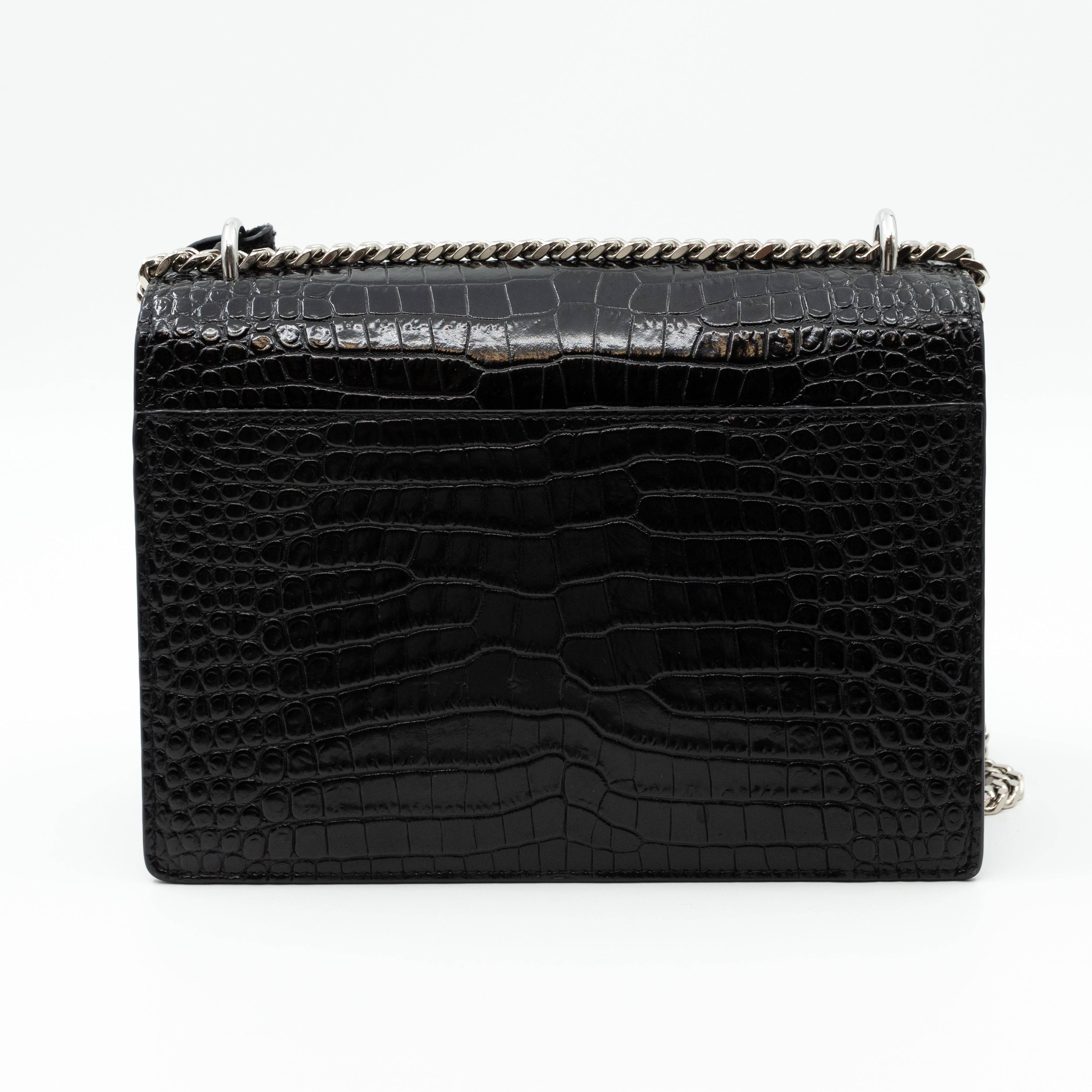 Sunset Medium Black Leather Croc Embossed