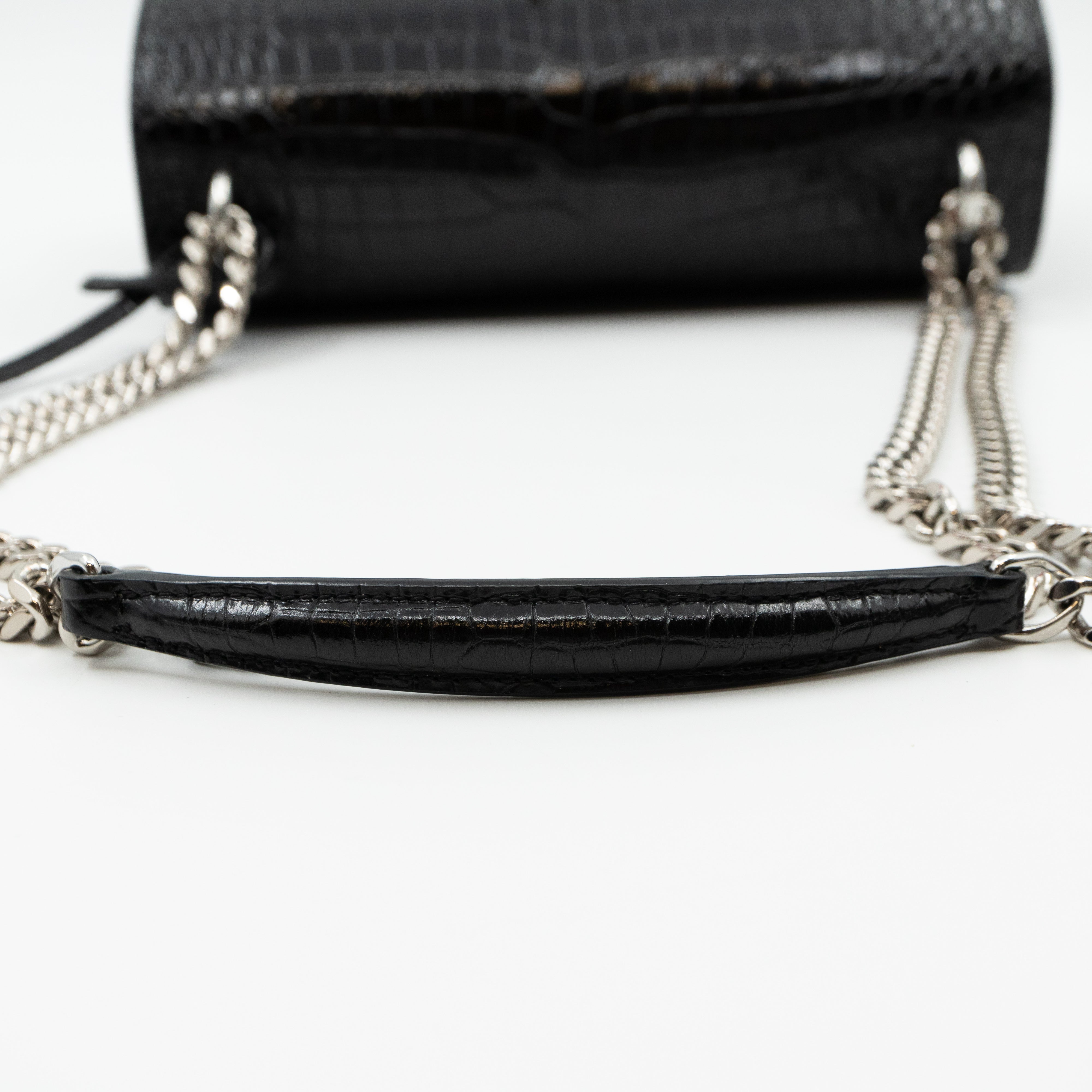 Sunset Medium Black Leather Croc Embossed