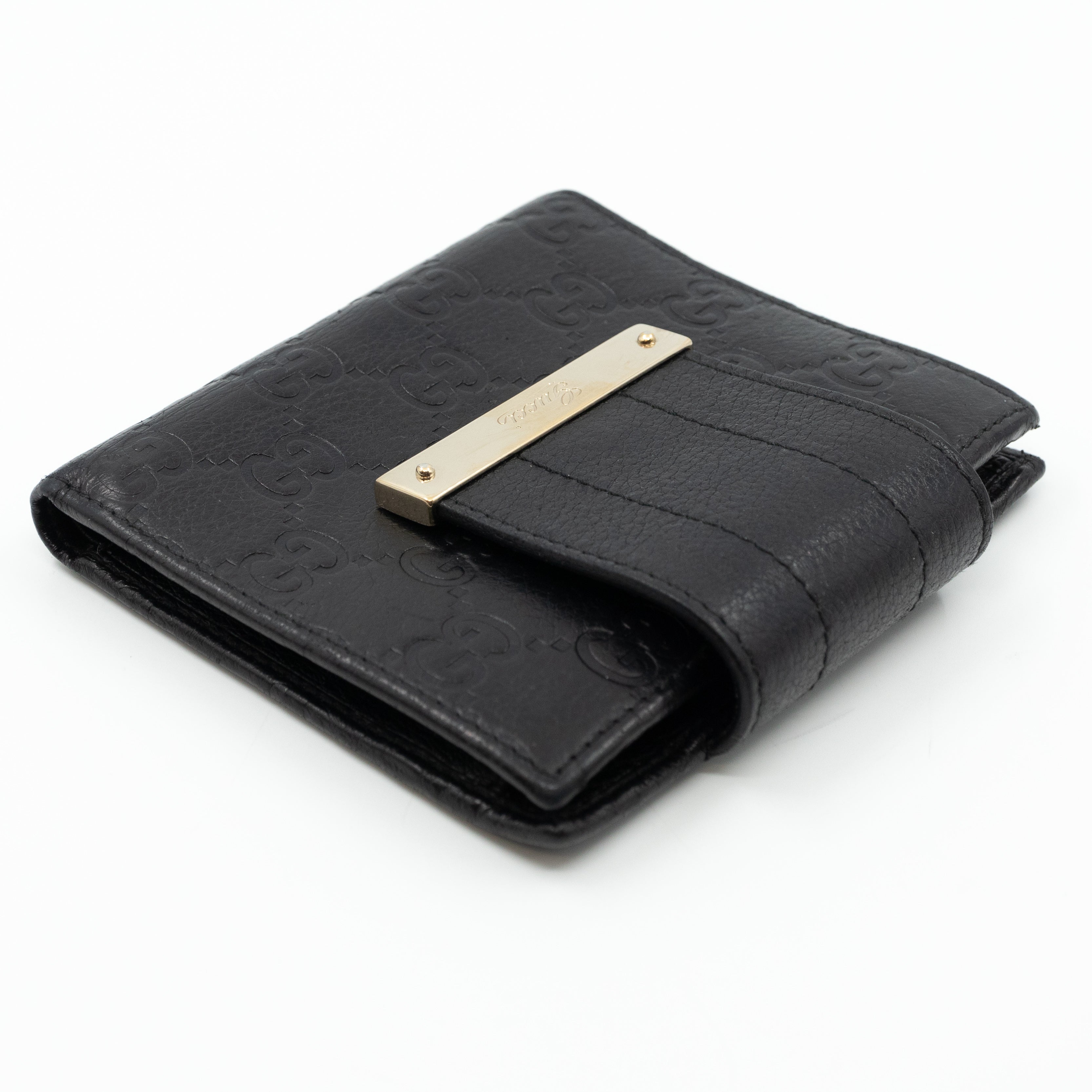 Compact Flap Wallet Black Leather
