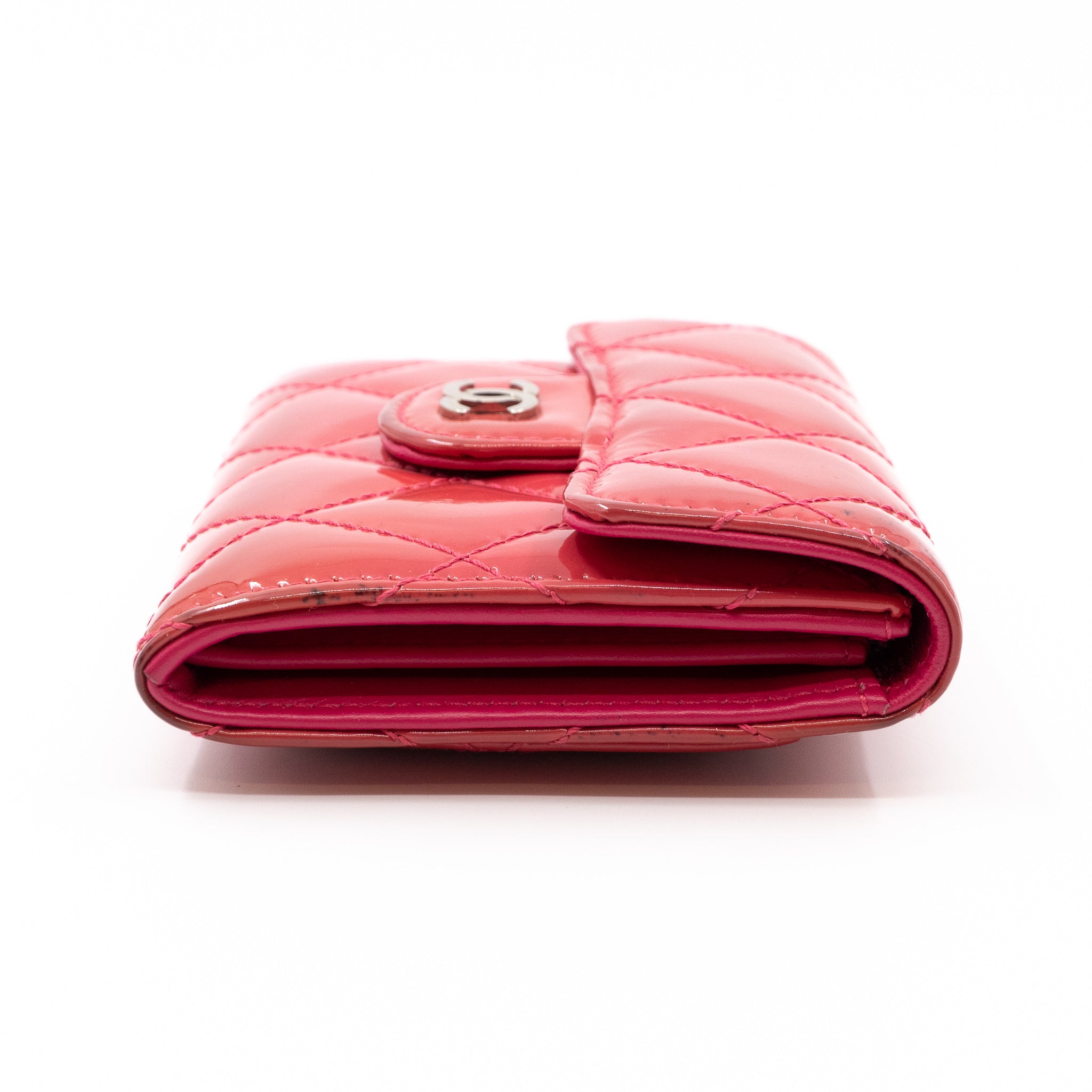 Classic Flap Card Case Rose Patent Leather