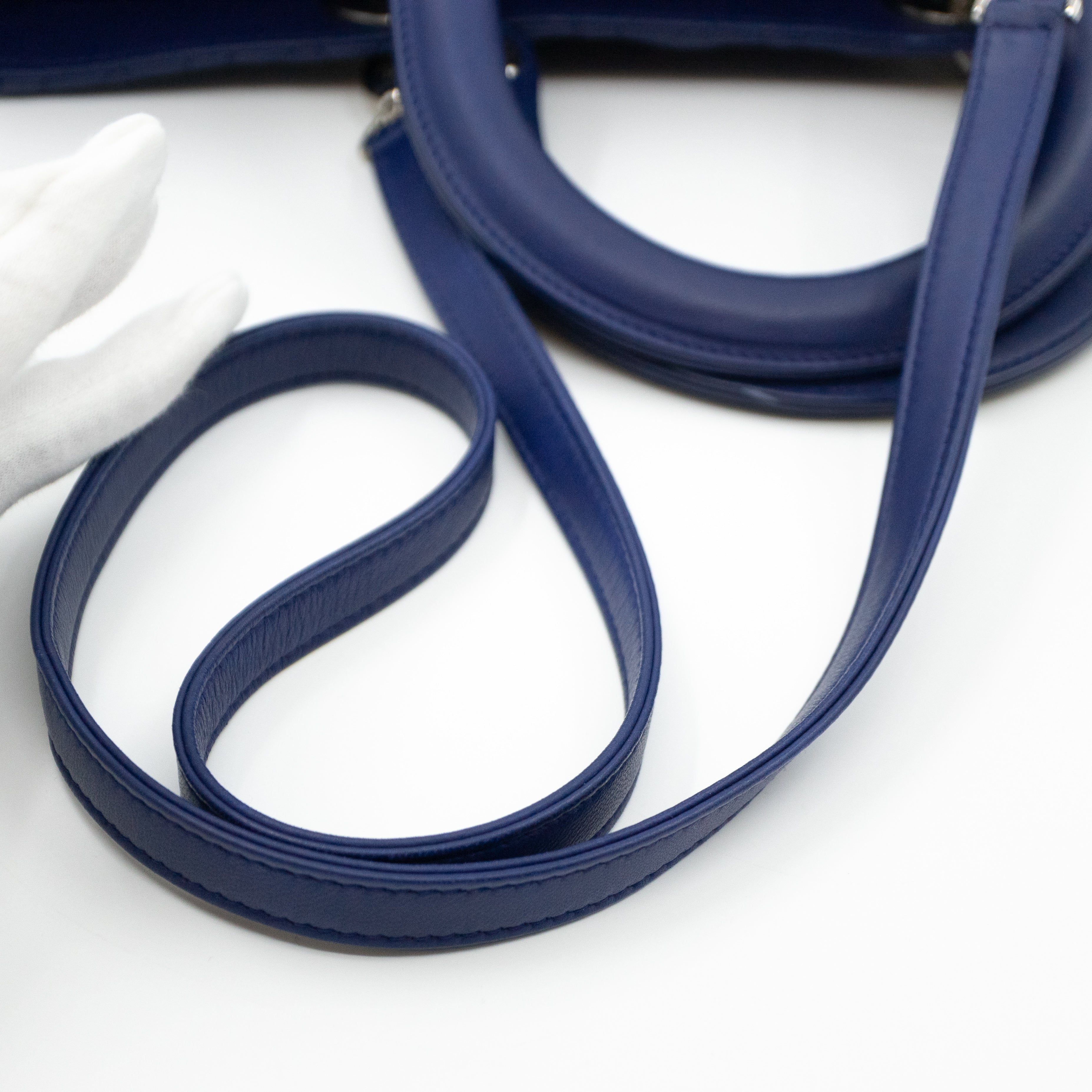 Lady Dior Large Blue Lambskin Leather