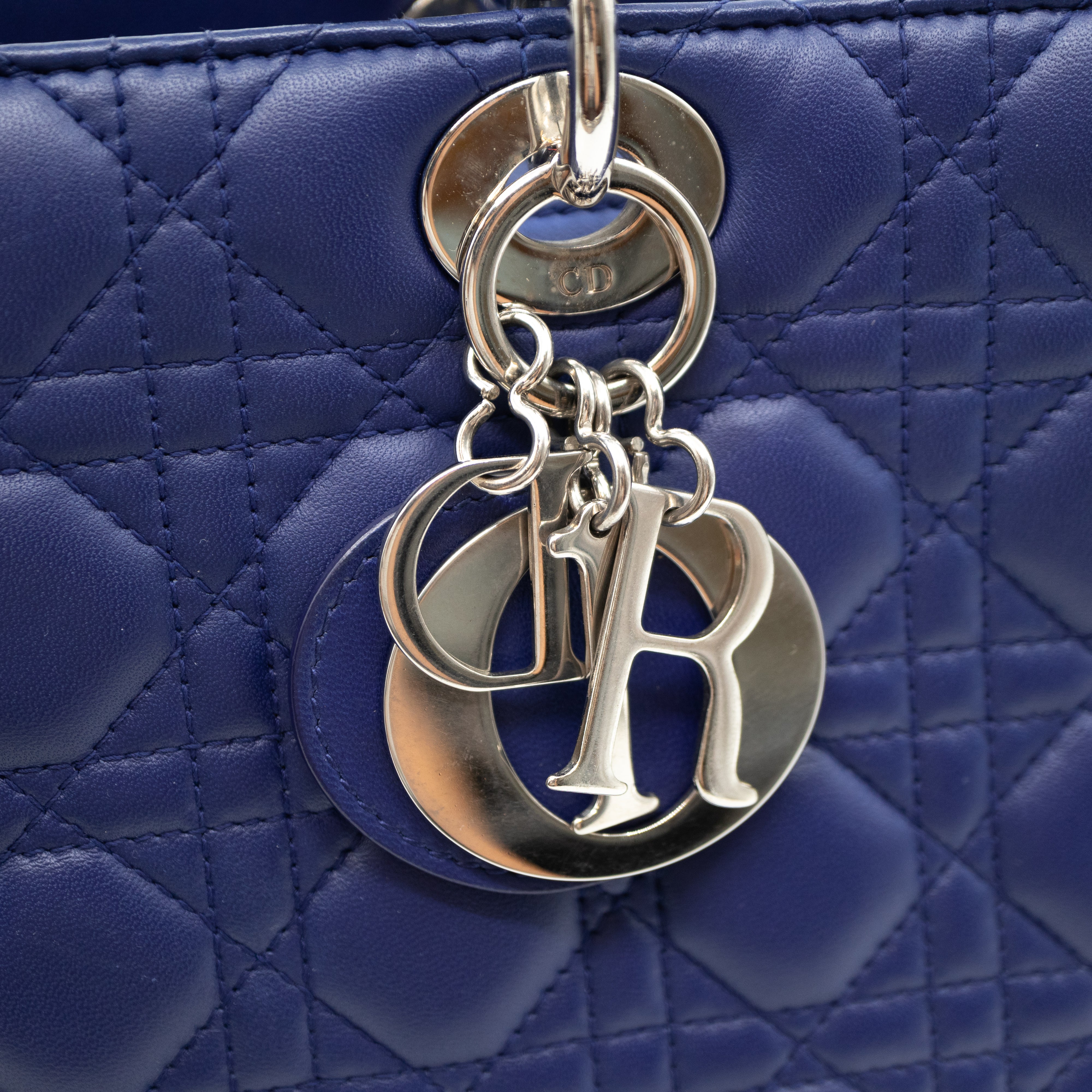 Lady Dior Large Blue Lambskin Leather