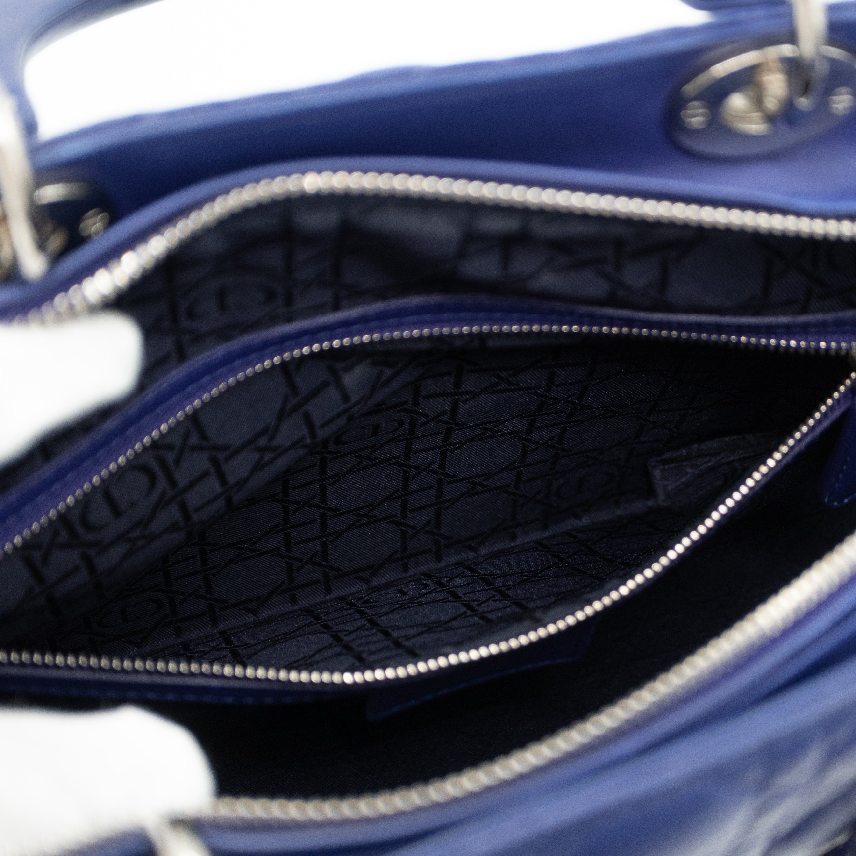 Lady Dior Large Blue Lambskin Leather