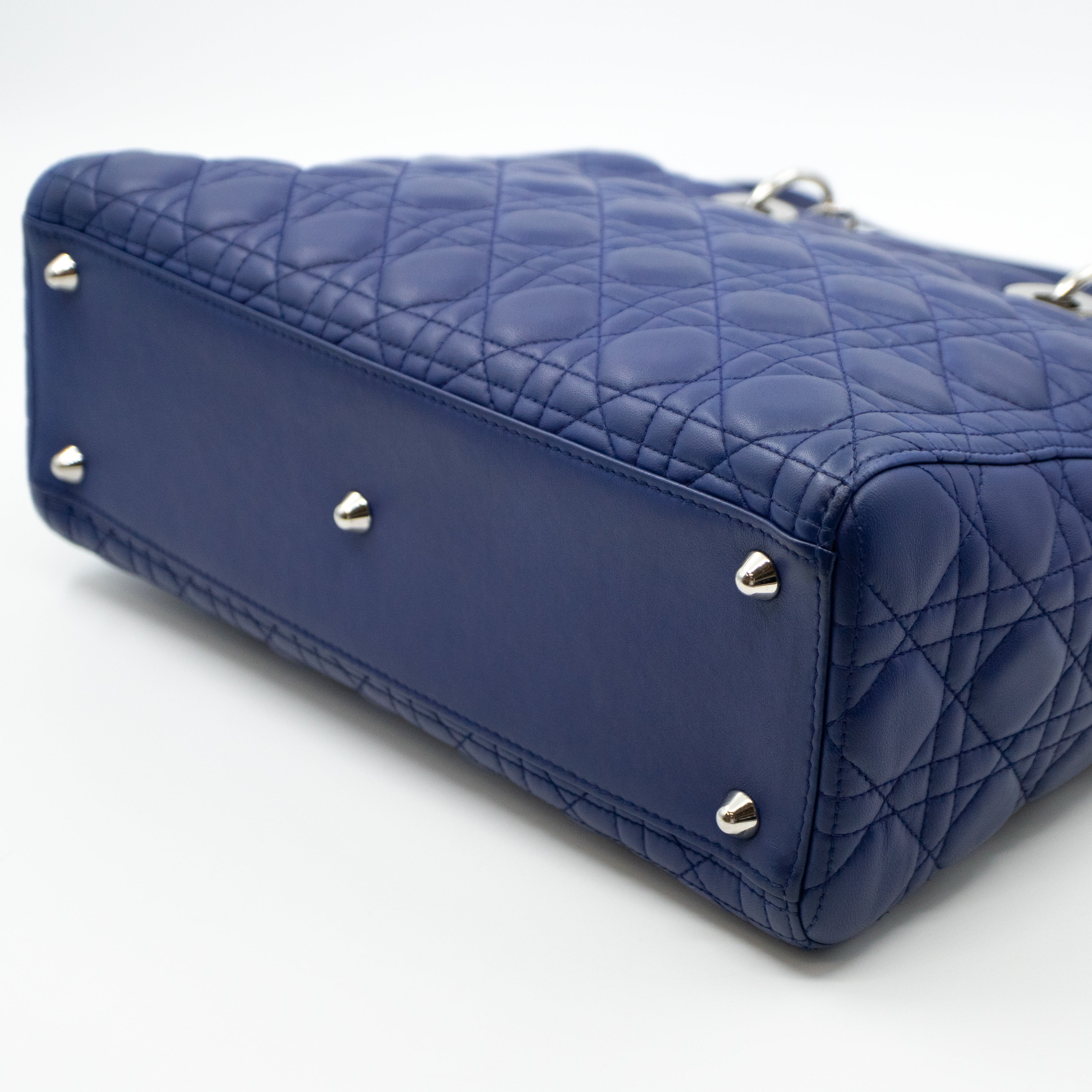Lady Dior Large Blue Lambskin Leather