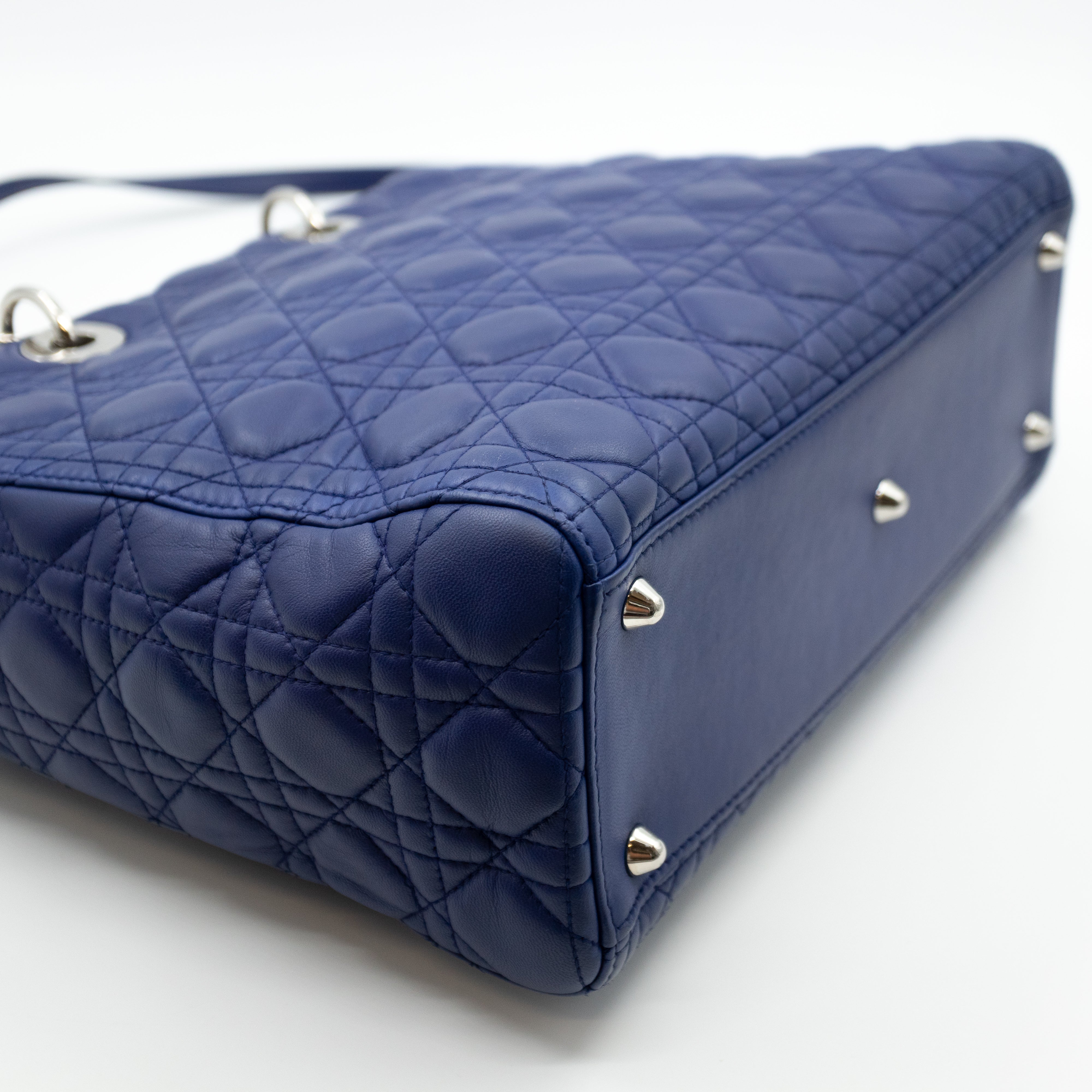 Lady Dior Large Blue Lambskin Leather