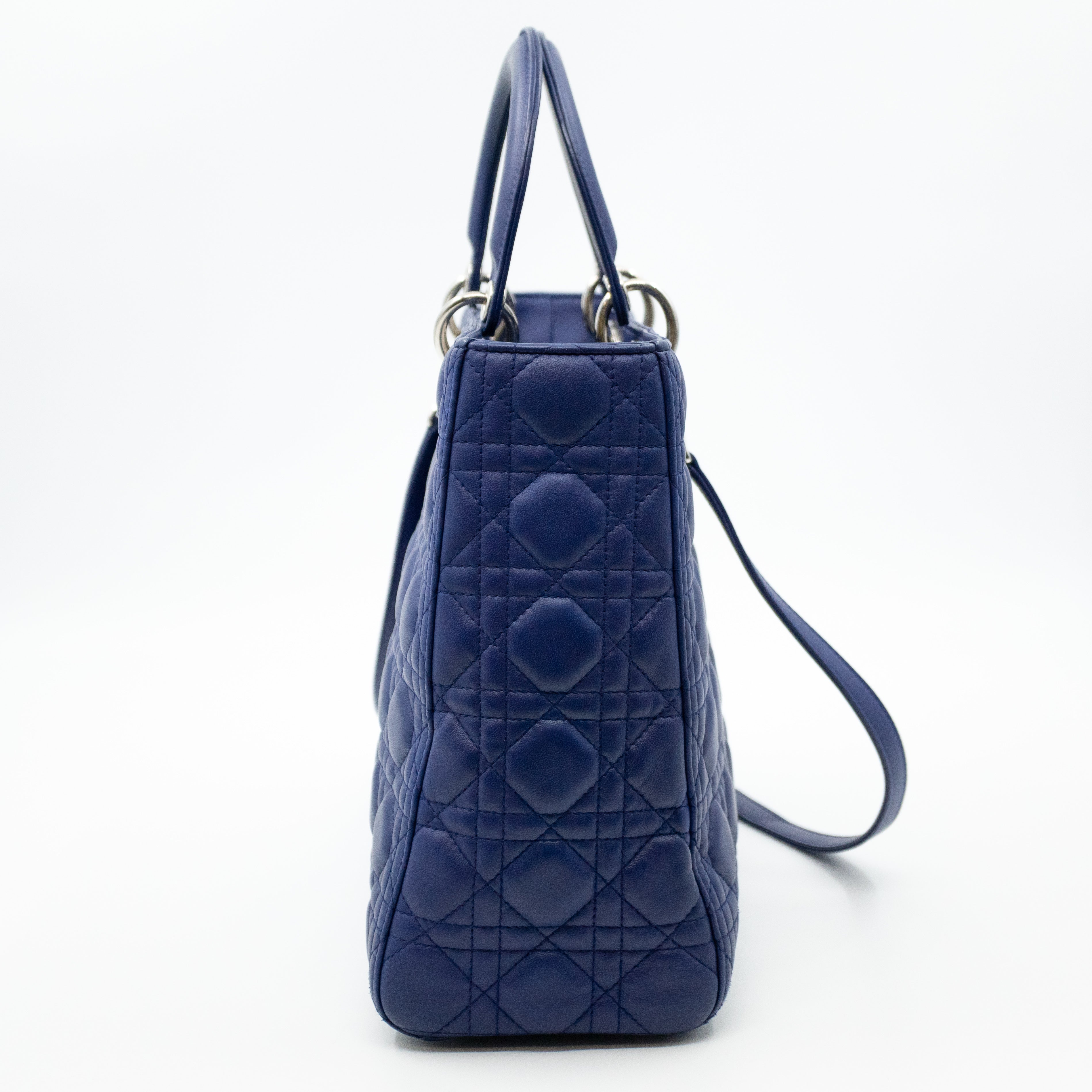 Lady Dior Large Blue Lambskin Leather