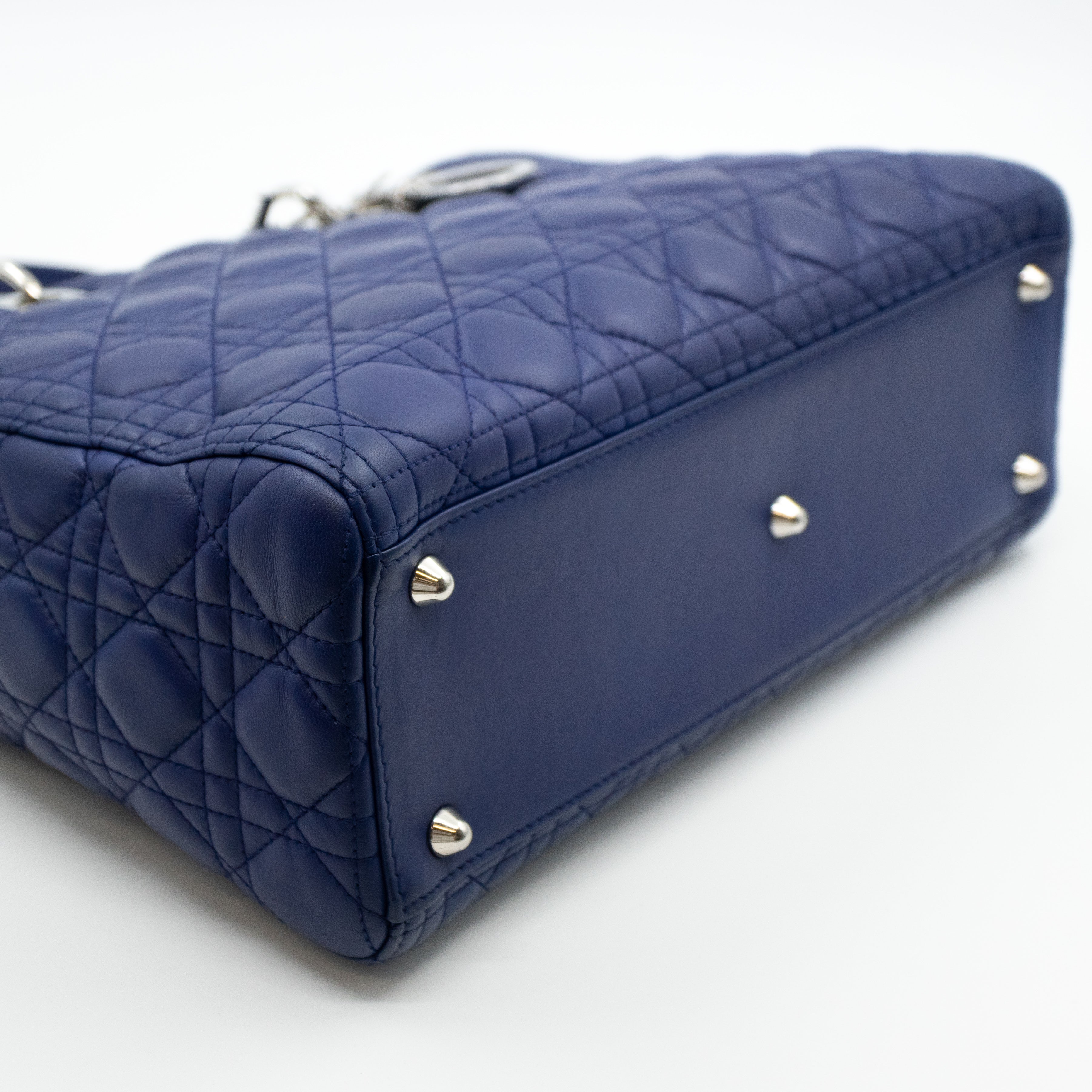 Lady Dior Large Blue Lambskin Leather
