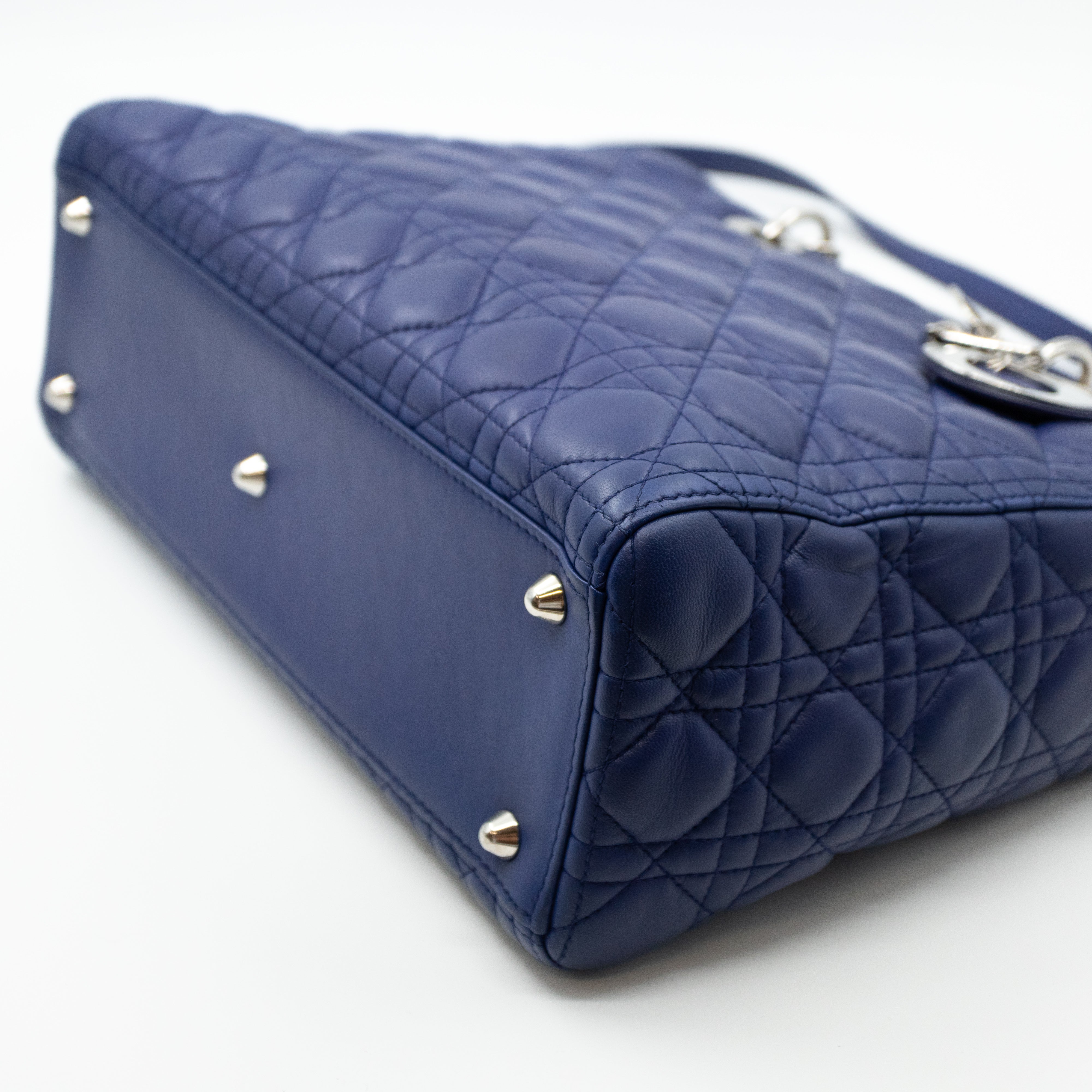 Lady Dior Large Blue Lambskin Leather