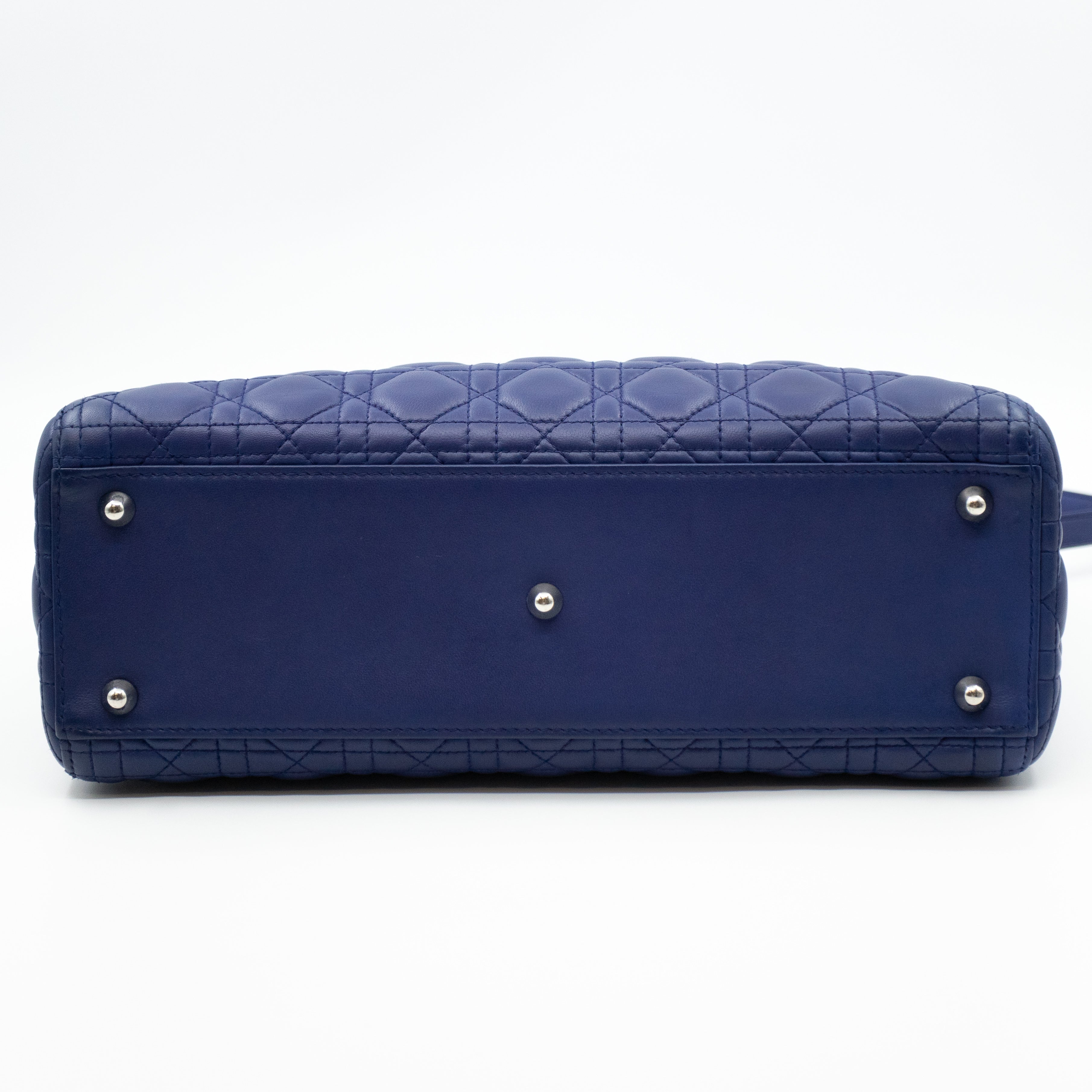 Lady Dior Large Blue Lambskin Leather