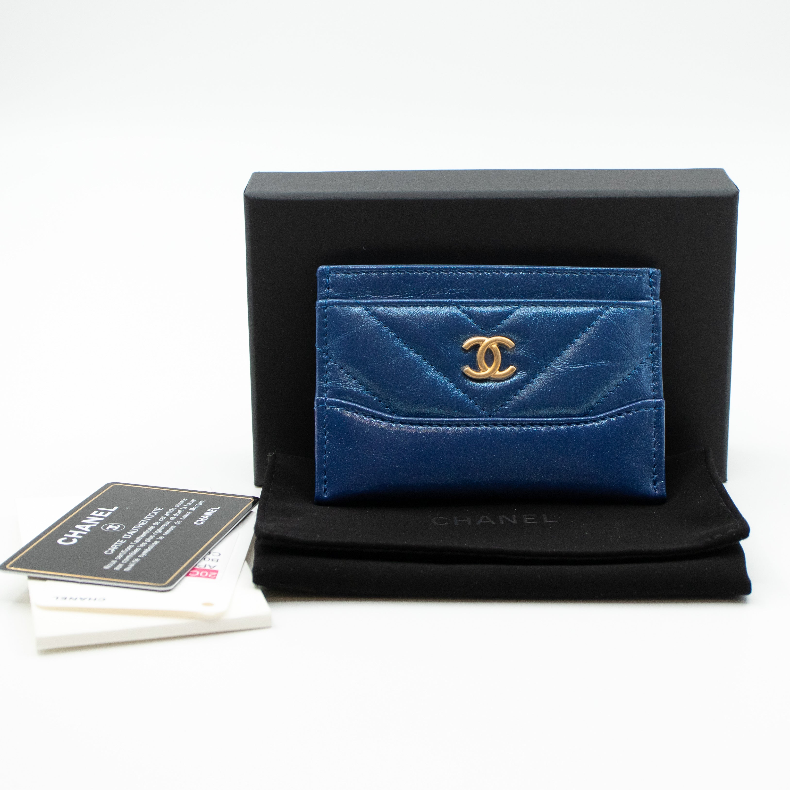 Card Holder Gabrielle Iridescent Blue Leather