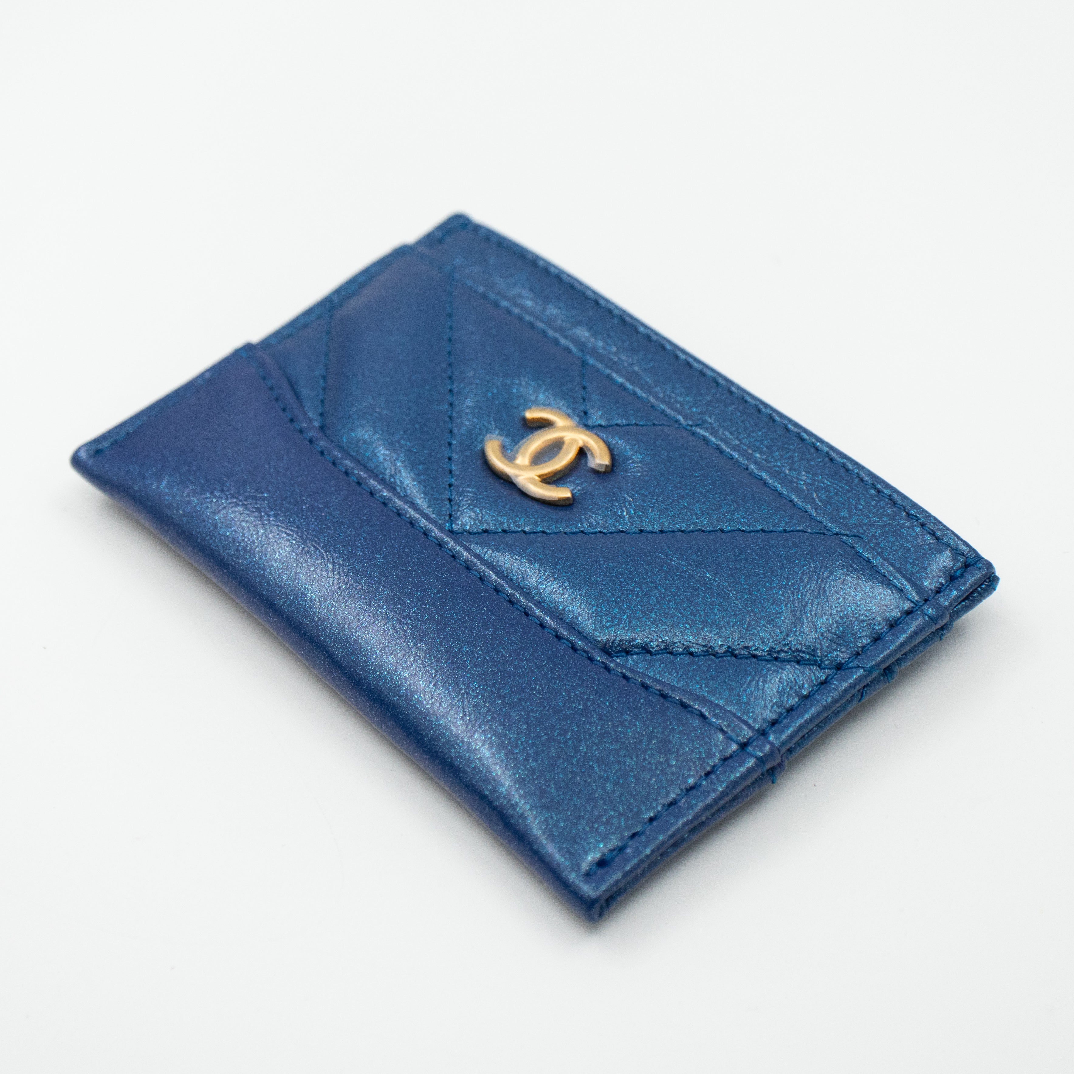 Card Holder Gabrielle Iridescent Blue Leather
