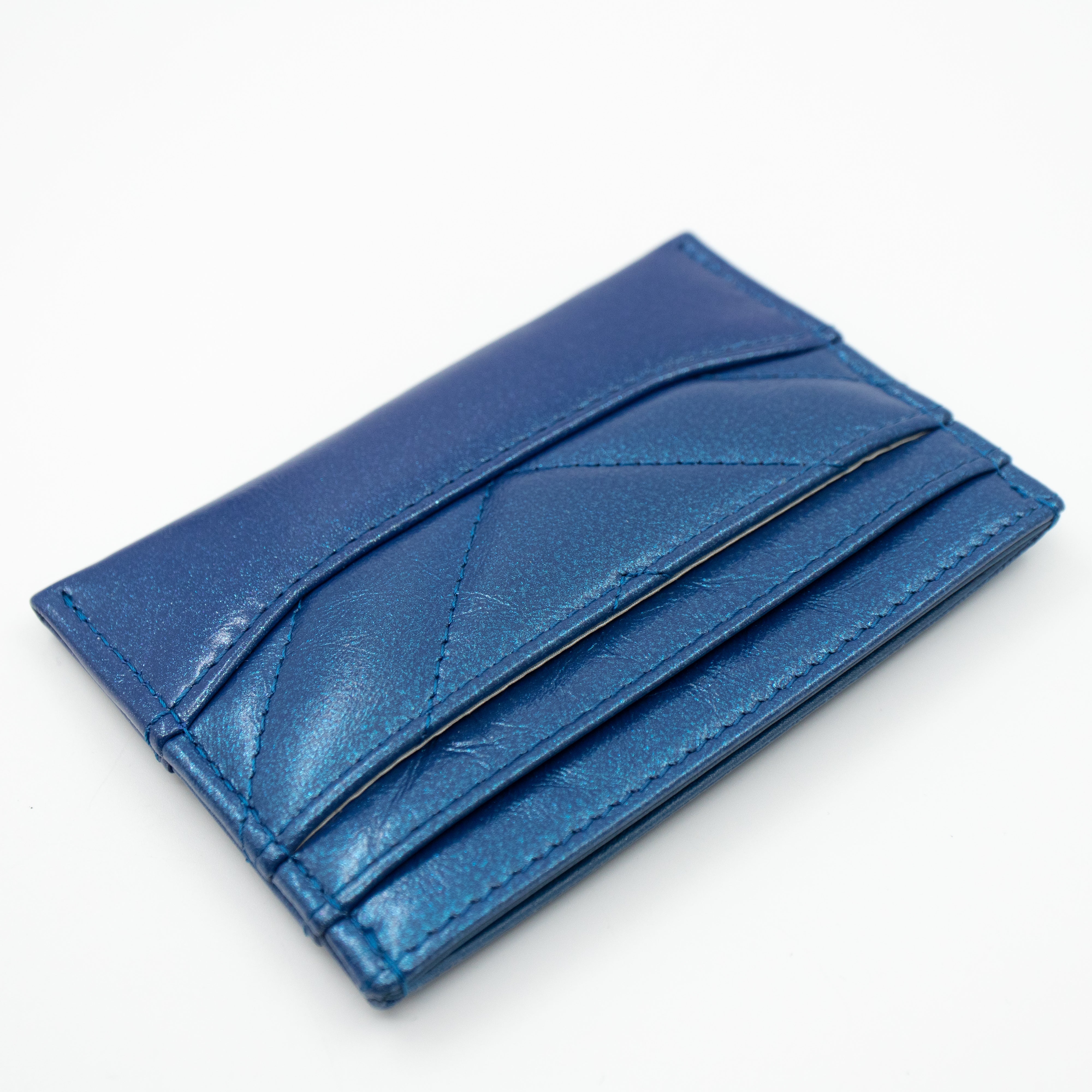 Card Holder Gabrielle Iridescent Blue Leather