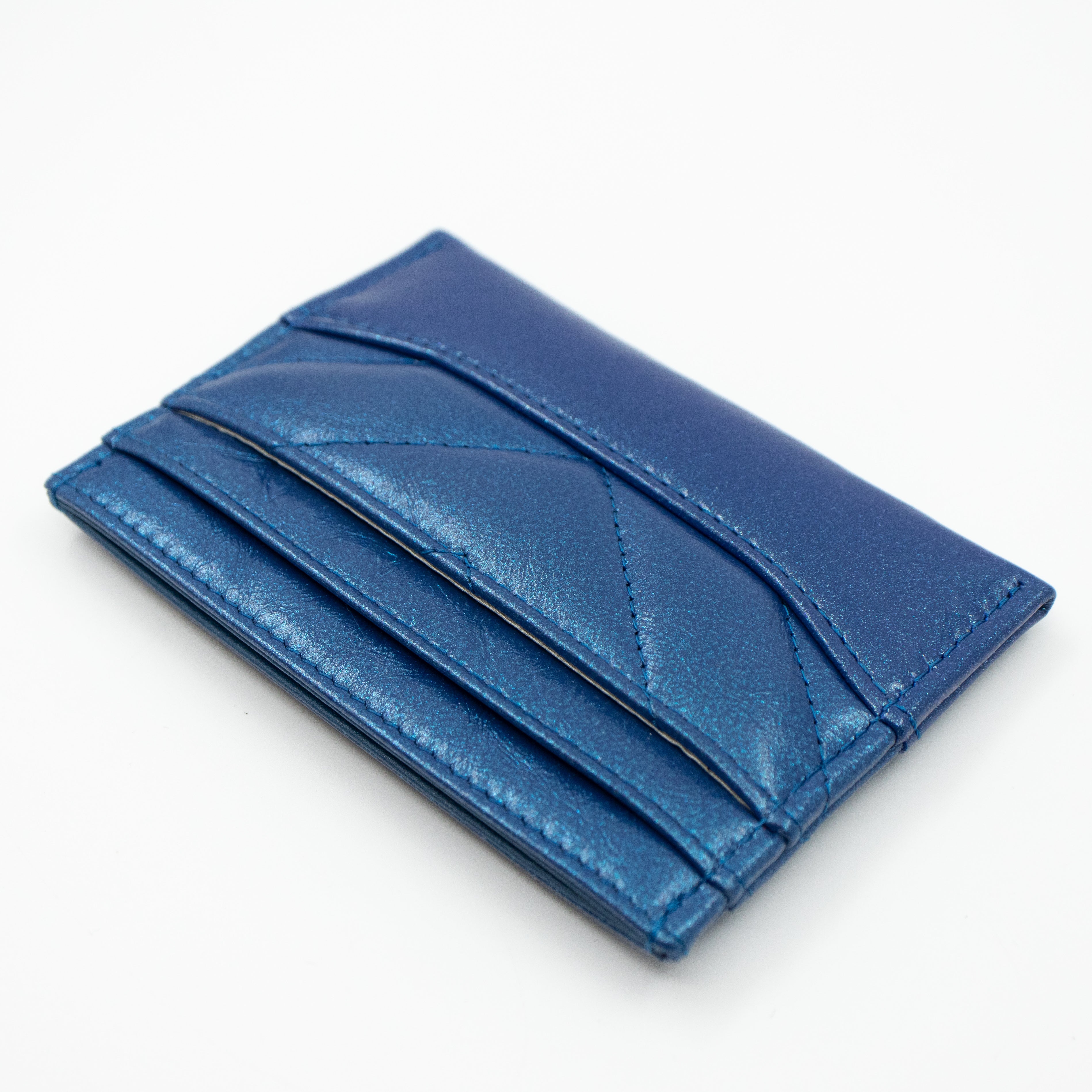 Card Holder Gabrielle Iridescent Blue Leather