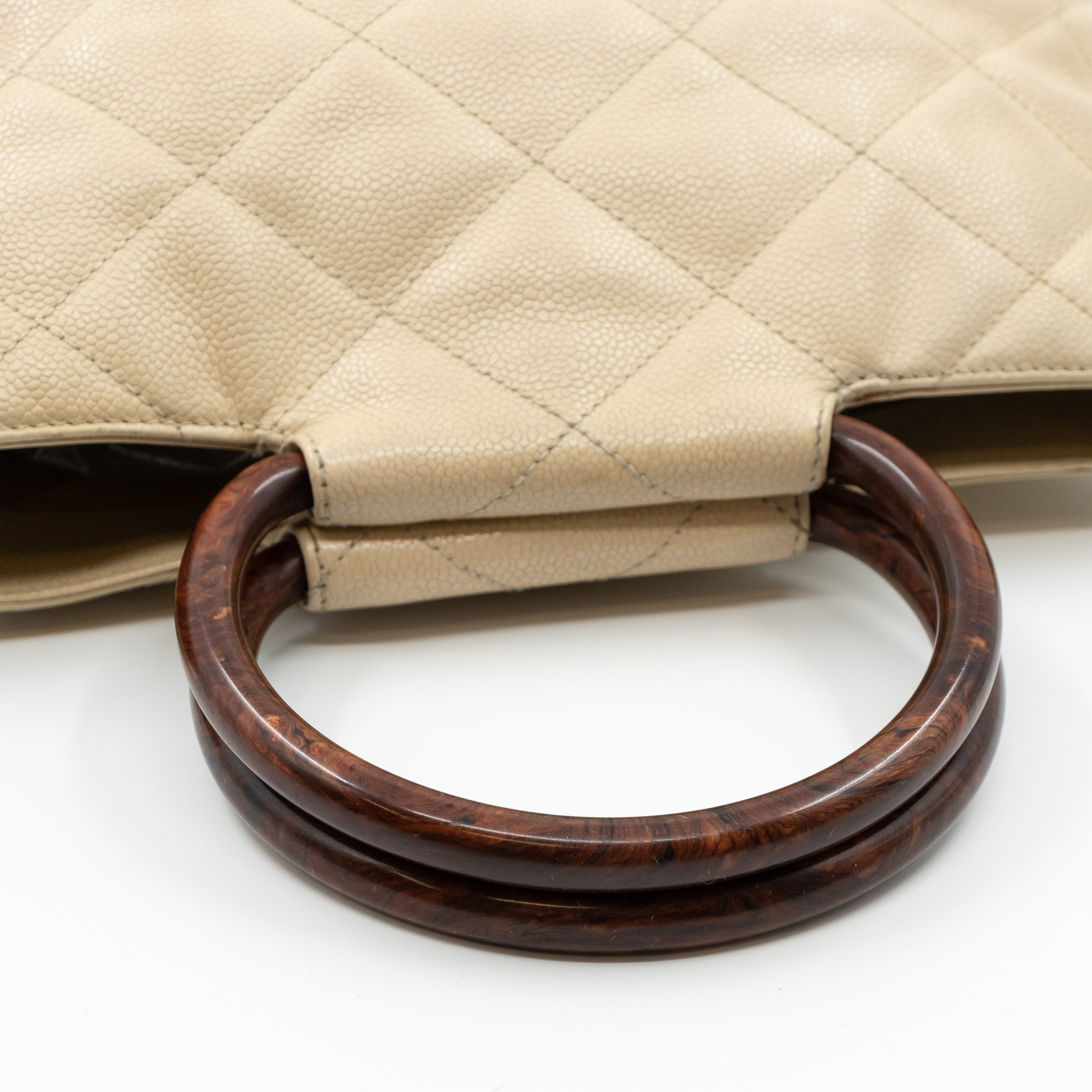 CC Tote Tortoise Handle Beige Caviar