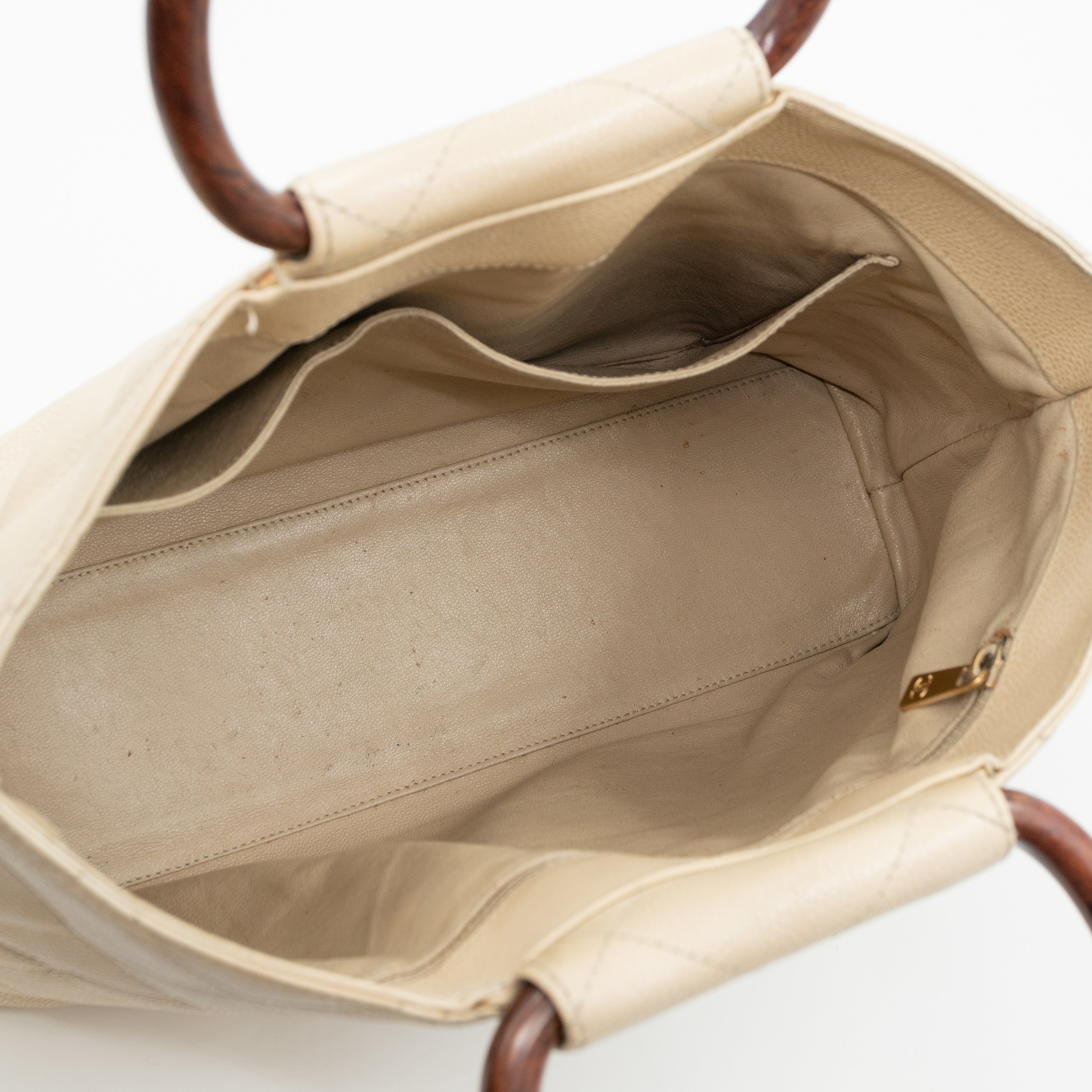 CC Tote Tortoise Handle Beige Caviar