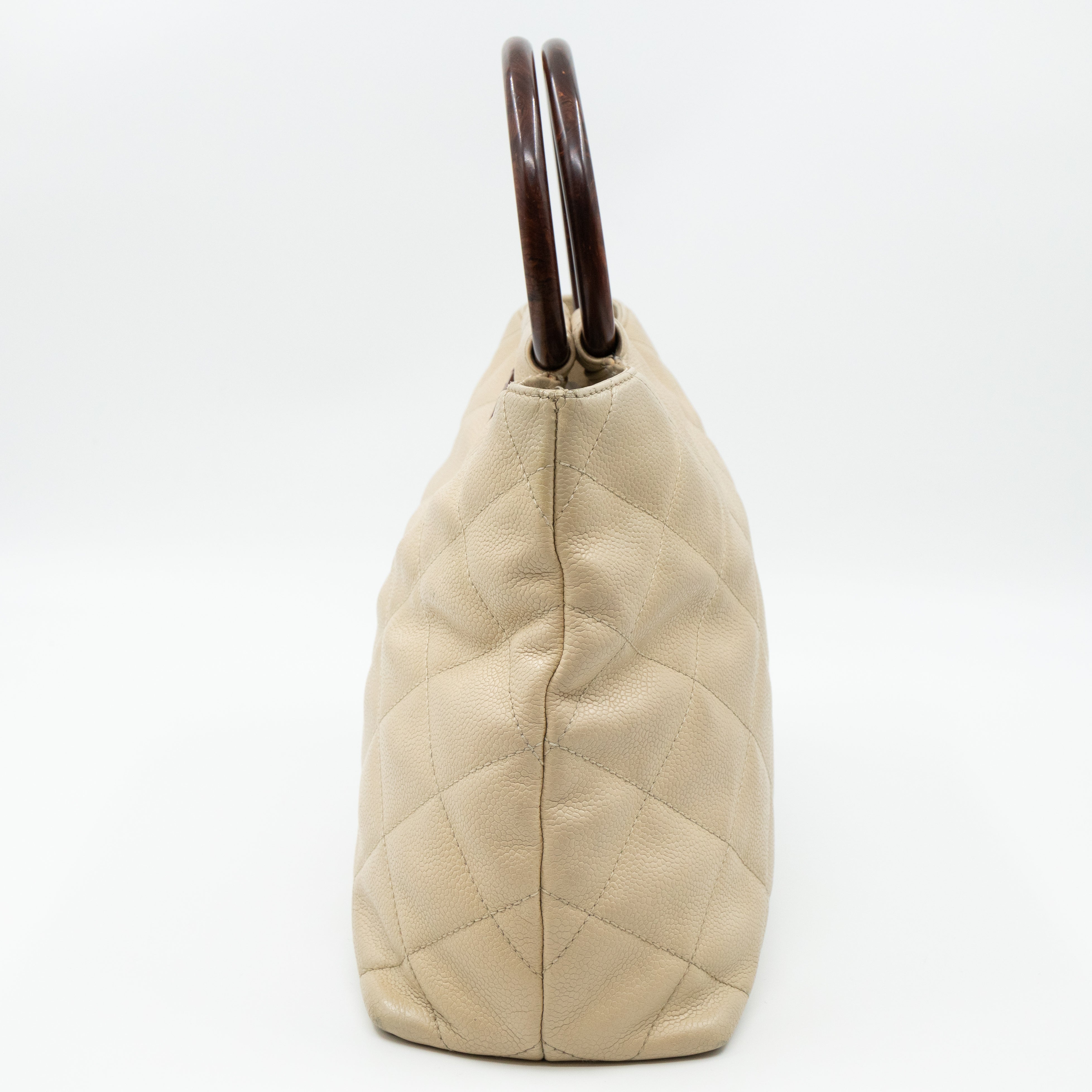 CC Tote Tortoise Handle Beige Caviar