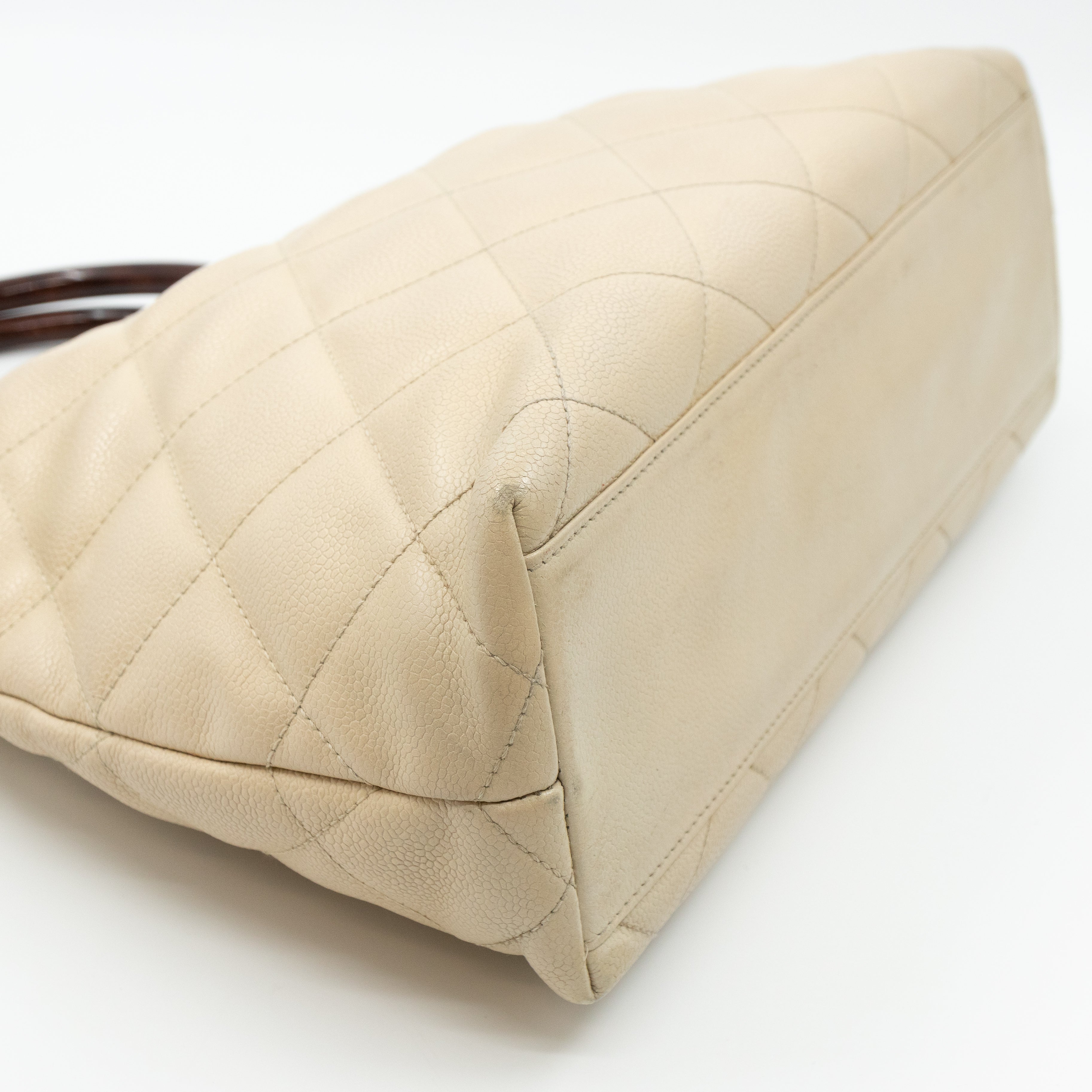 CC Tote Tortoise Handle Beige Caviar