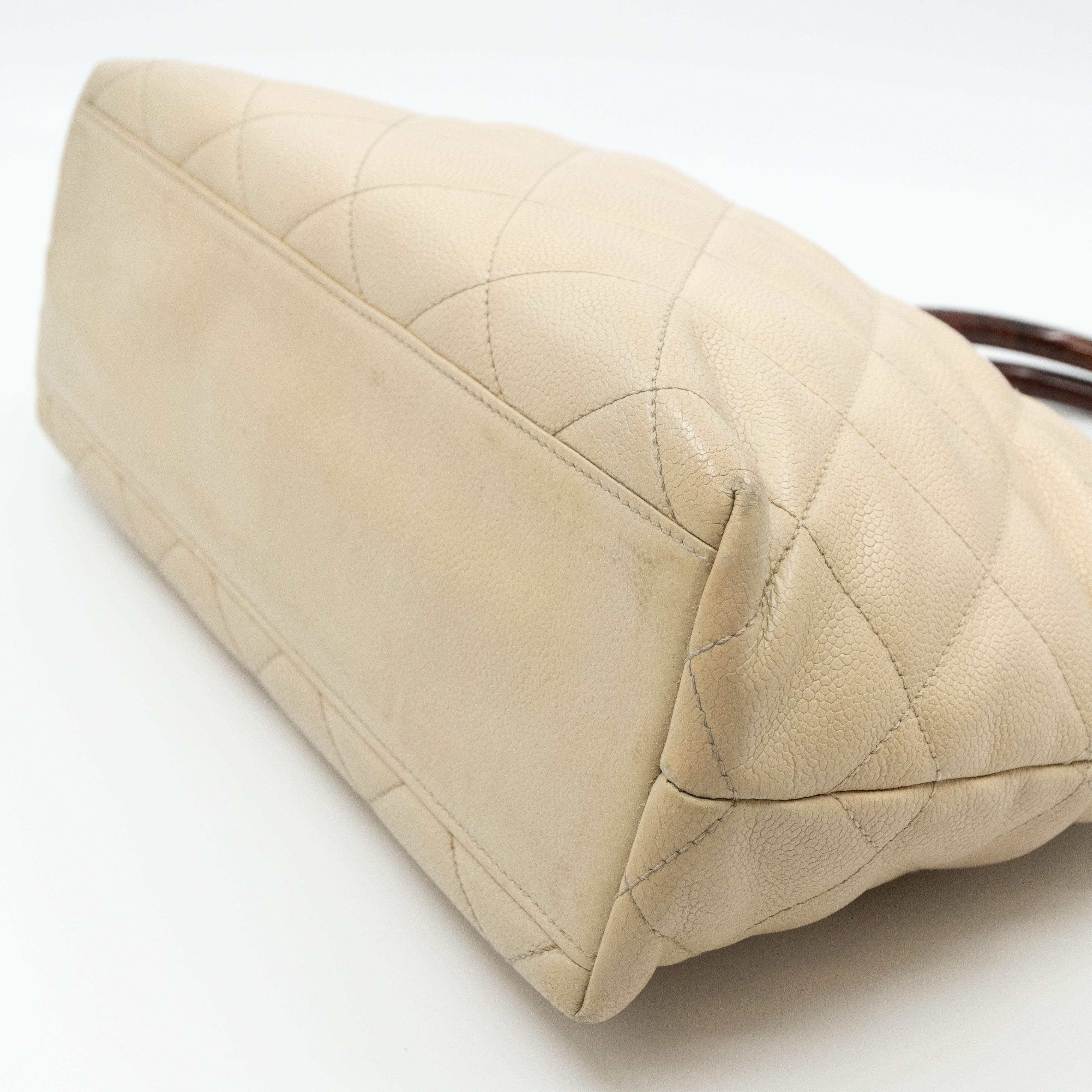 CC Tote Tortoise Handle Beige Caviar