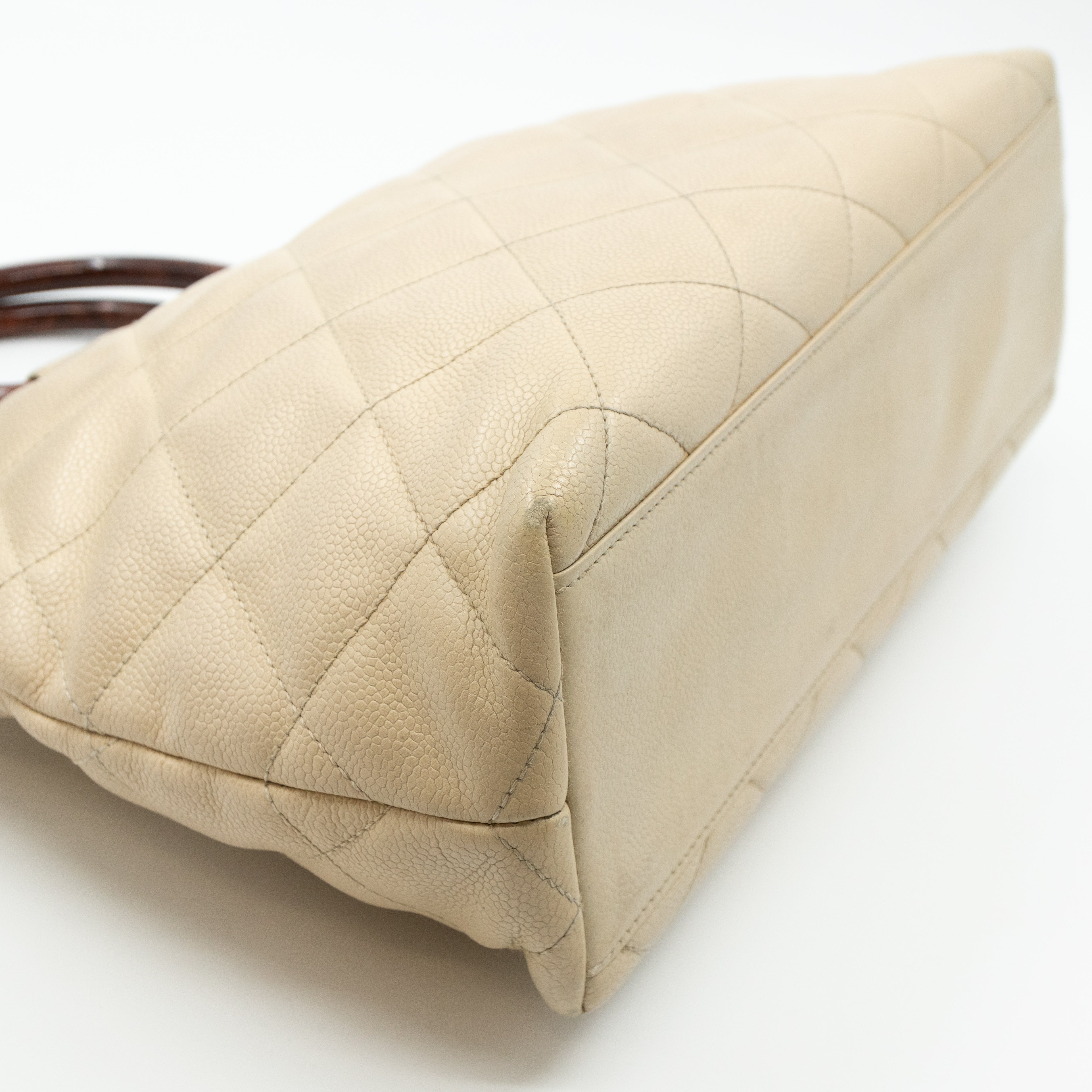 CC Tote Tortoise Handle Beige Caviar