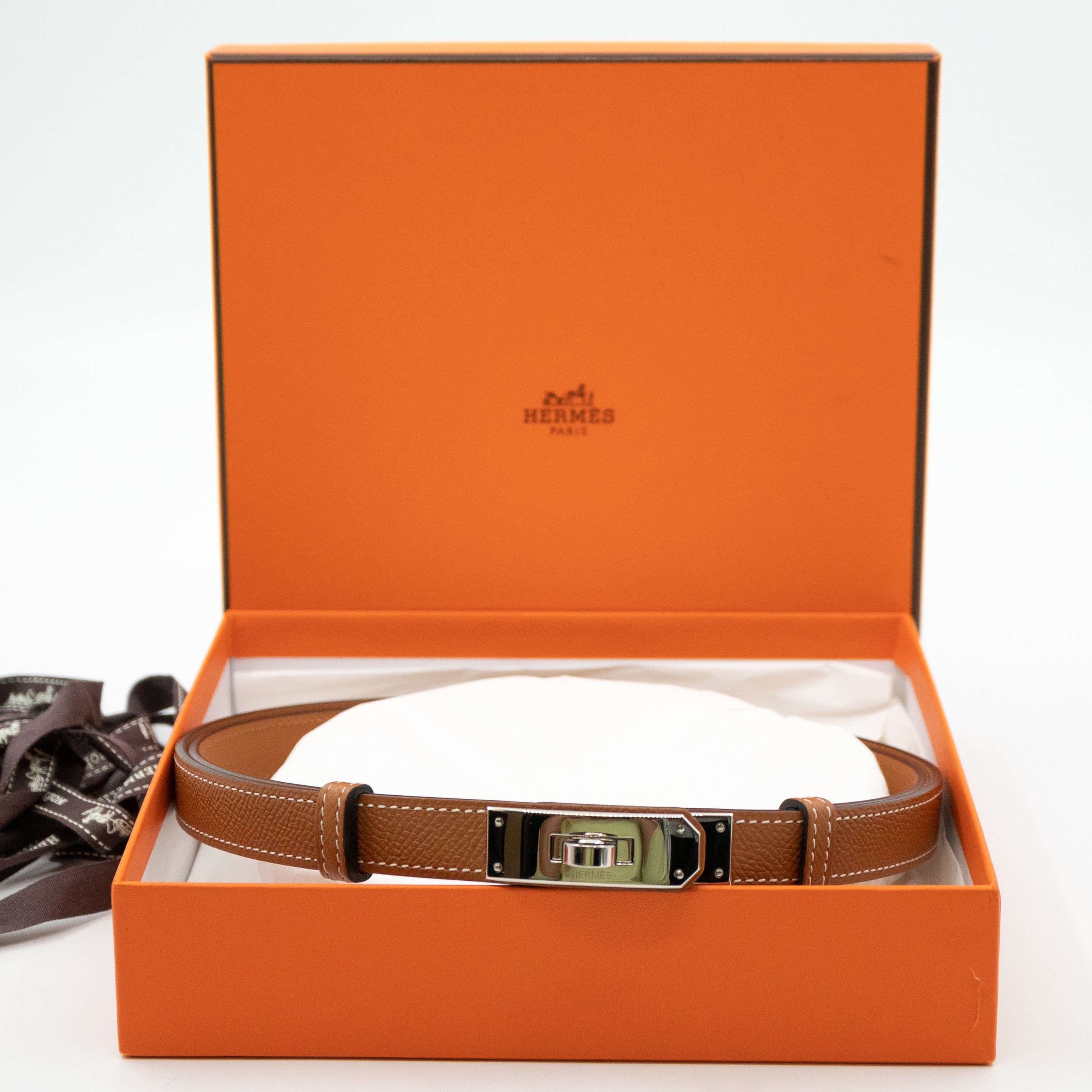 Kelly 18 mm Belt Adjustable Gold Leather
