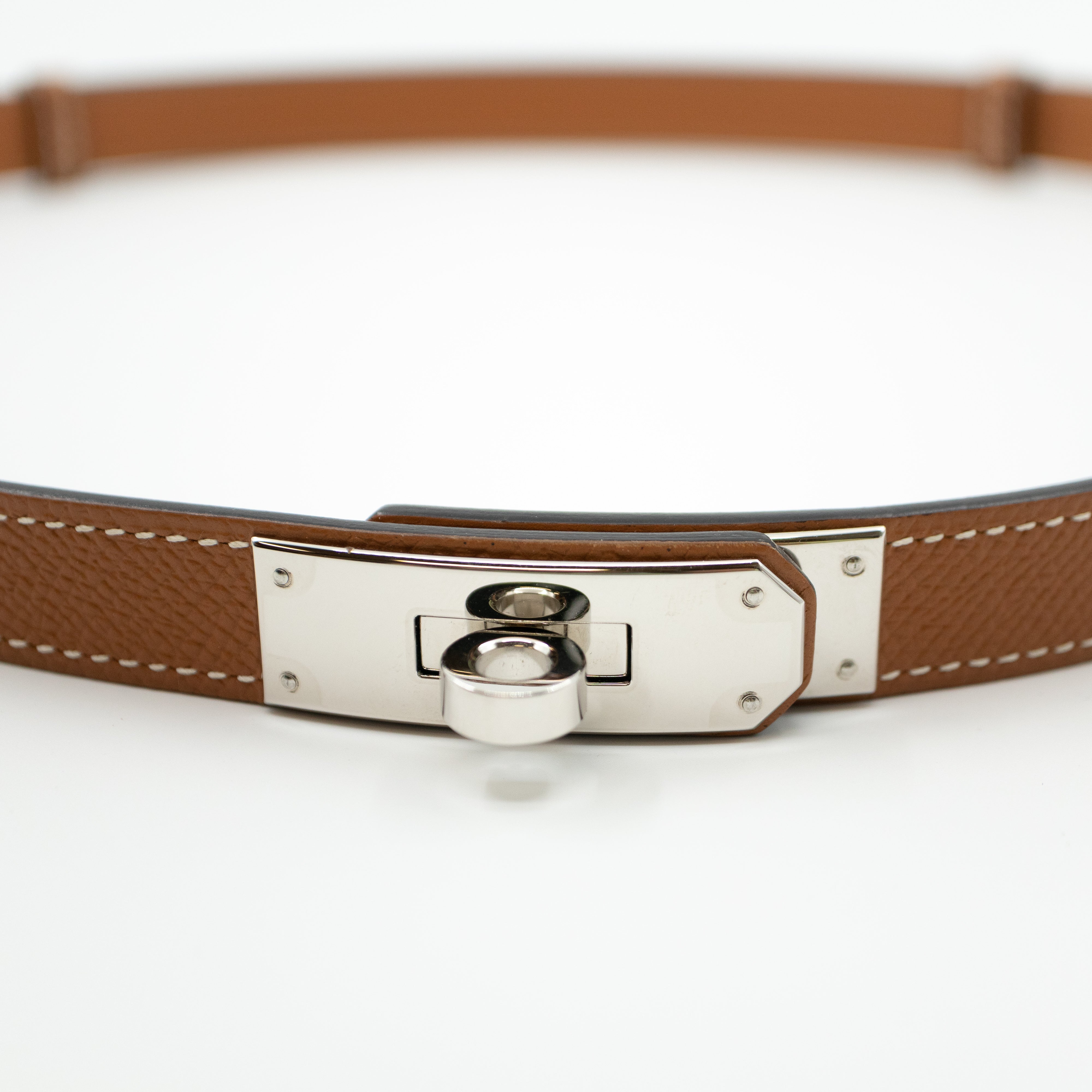 Kelly 18 mm Belt Adjustable Gold Leather