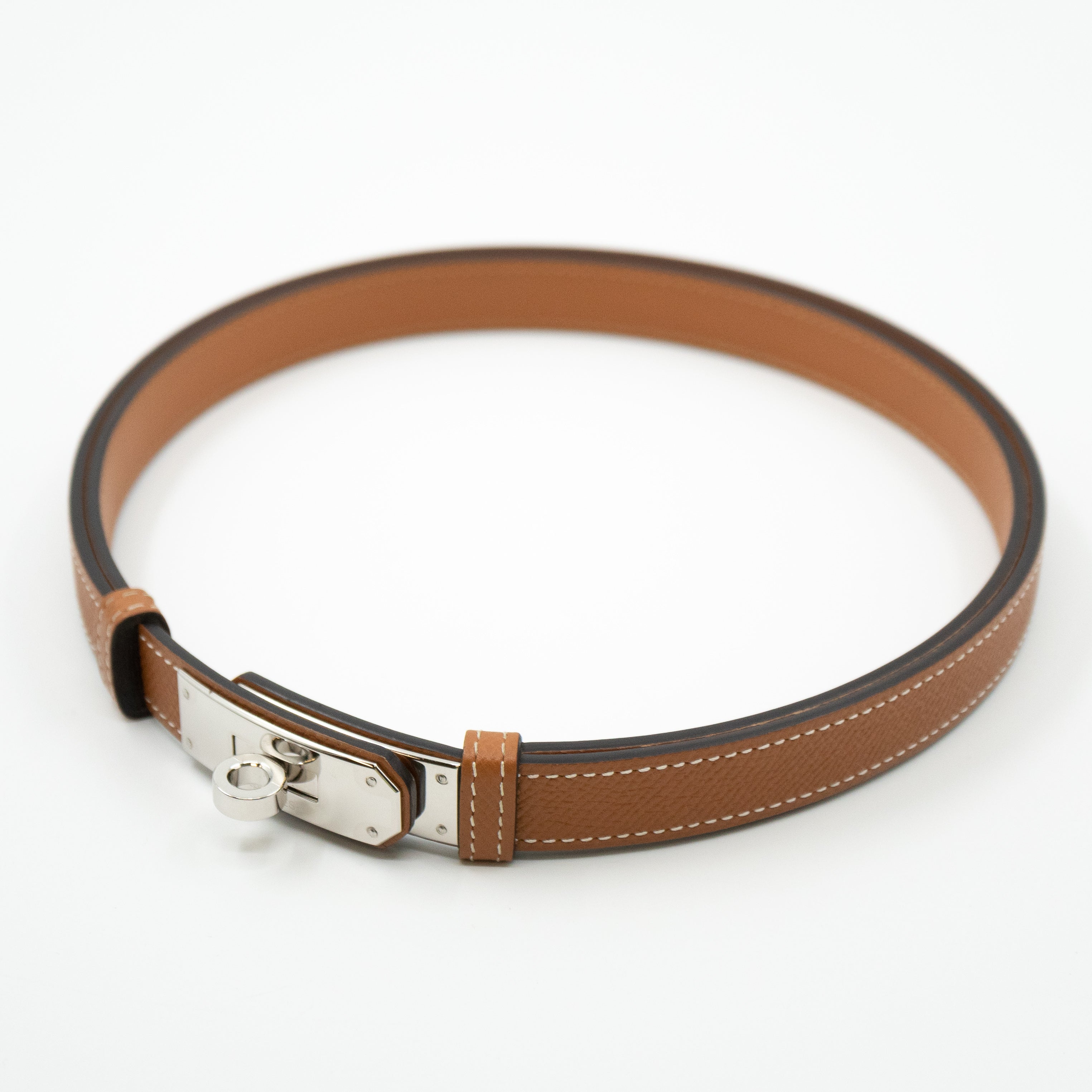 Kelly 18 mm Belt Adjustable Gold Leather