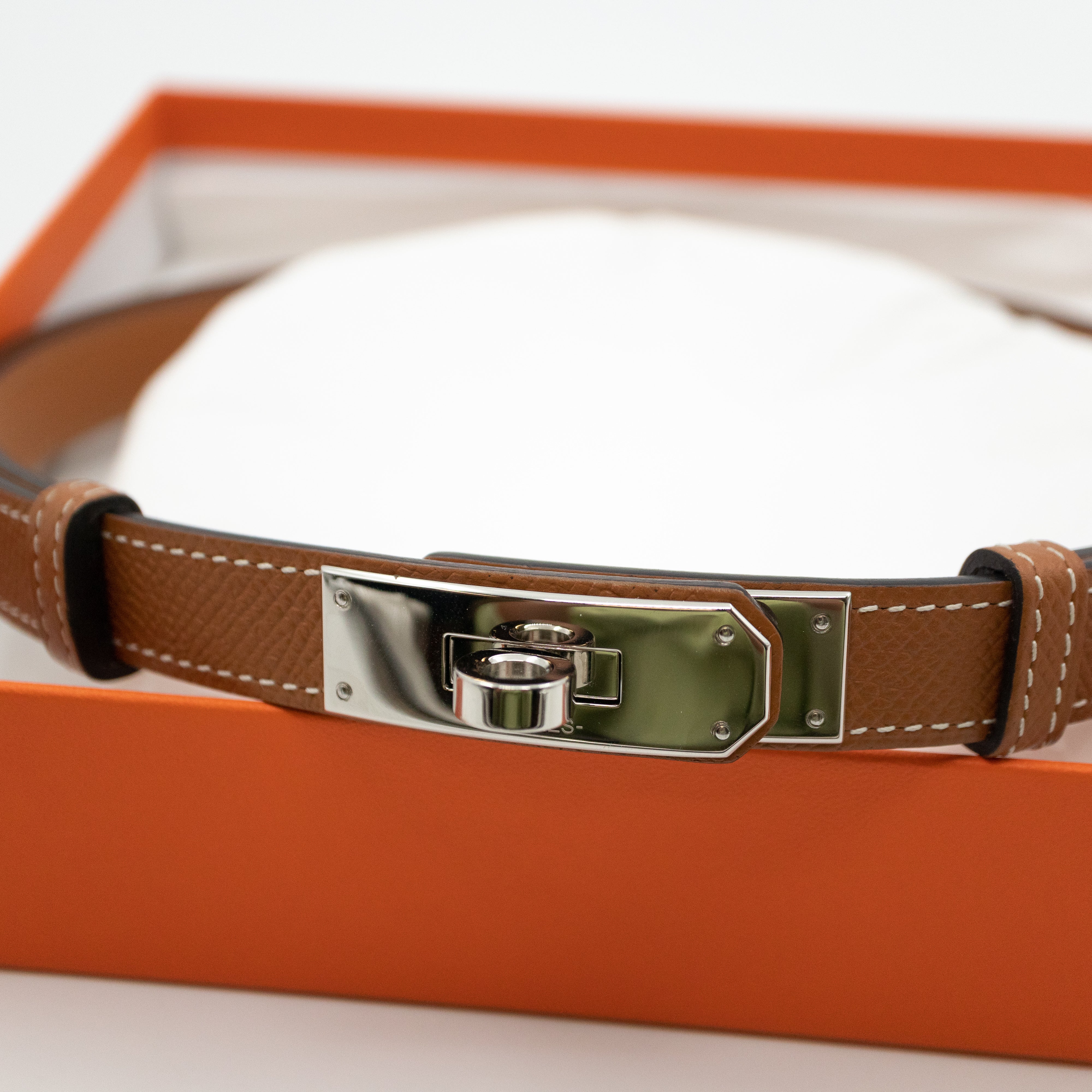 Kelly 18 mm Belt Adjustable Gold Leather