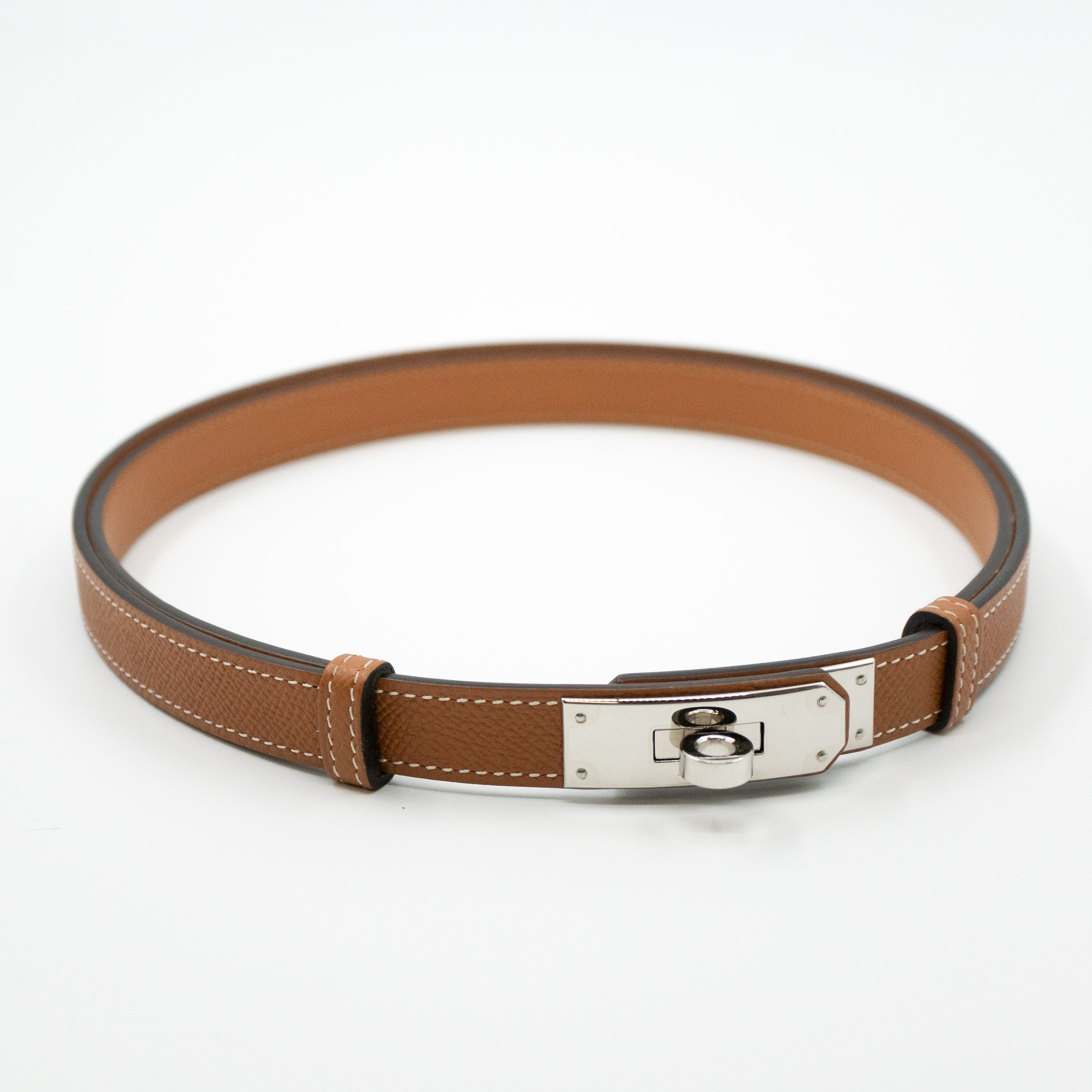 Kelly 18 mm Belt Adjustable Gold Leather