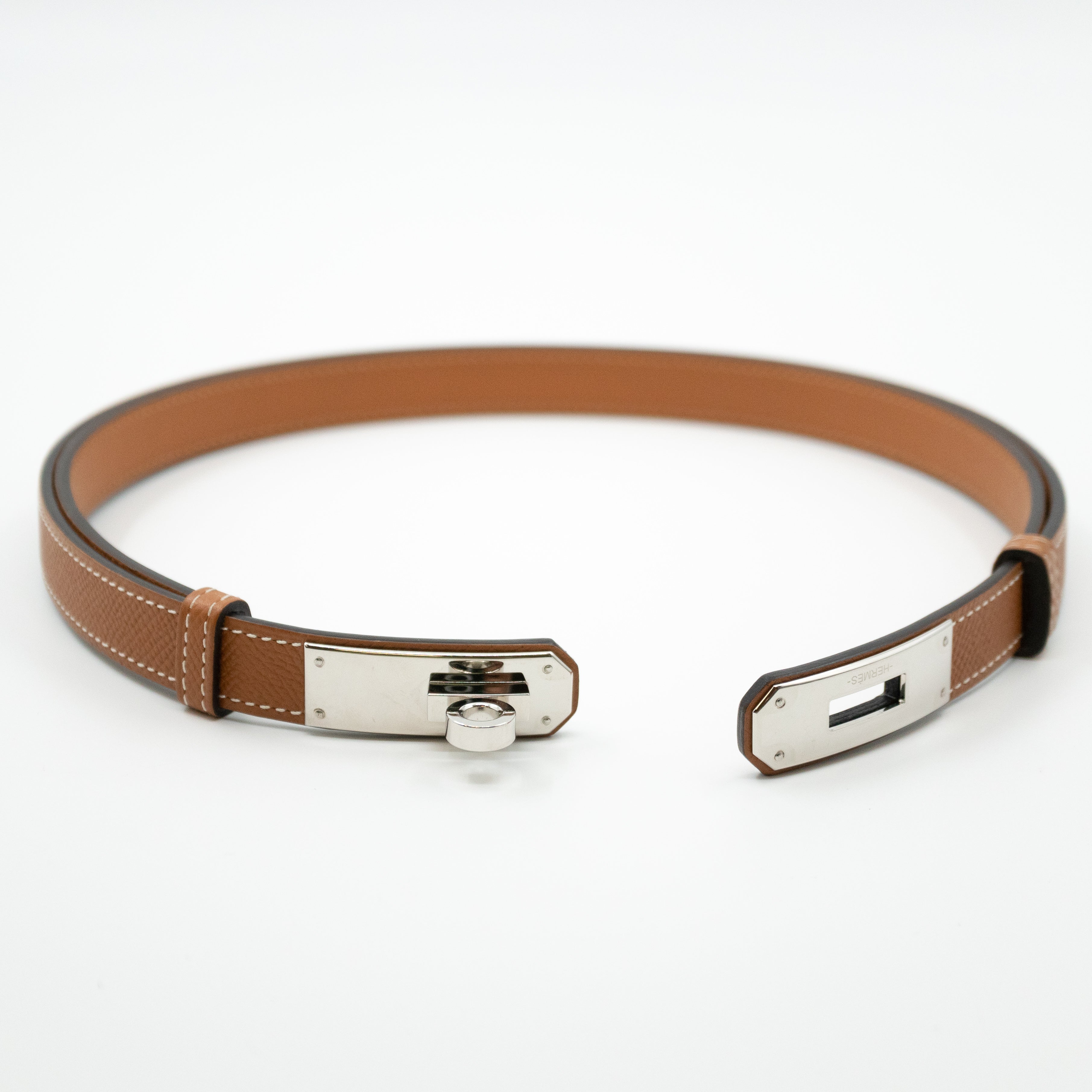 Kelly 18 mm Belt Adjustable Gold Leather
