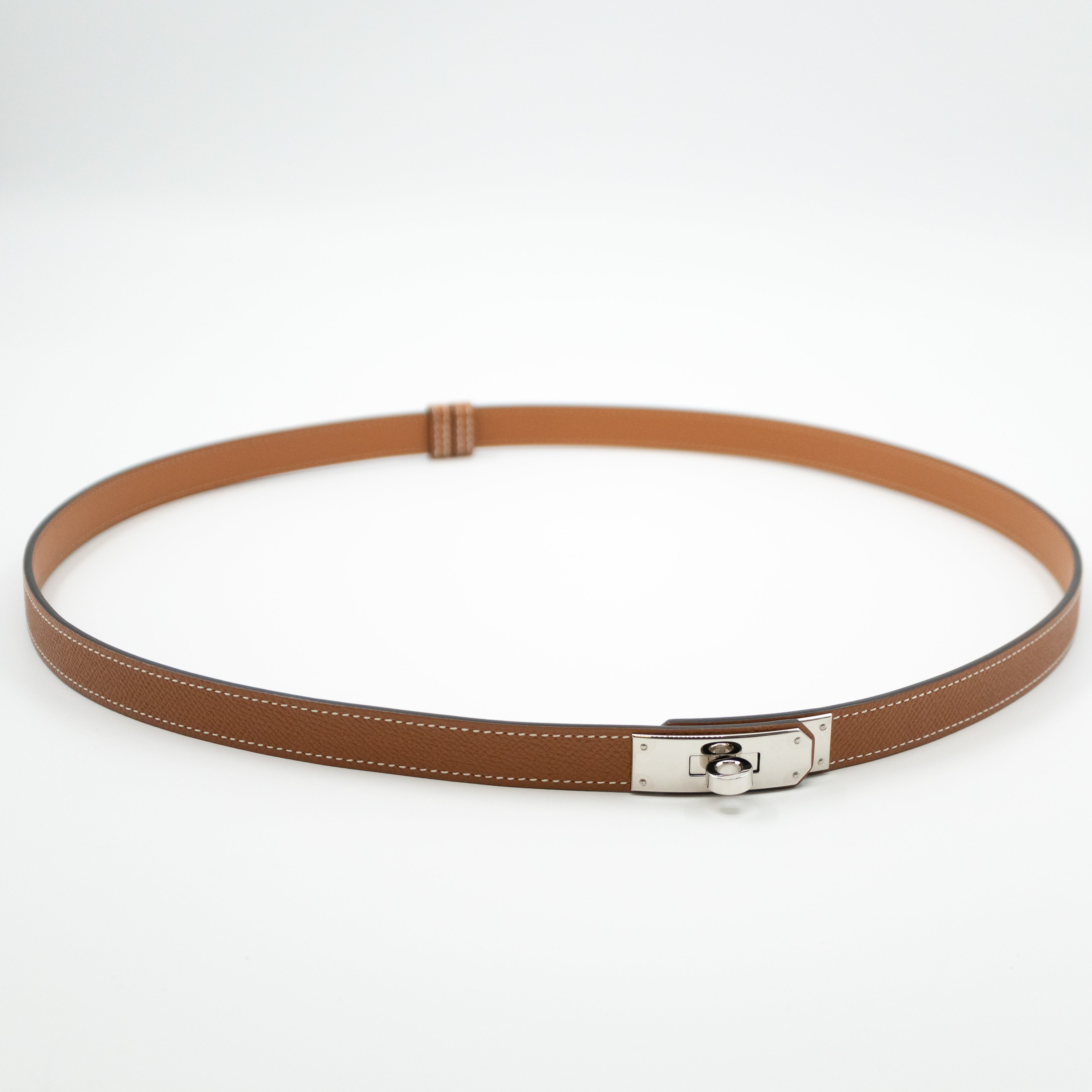 Kelly 18 mm Belt Adjustable Gold Leather