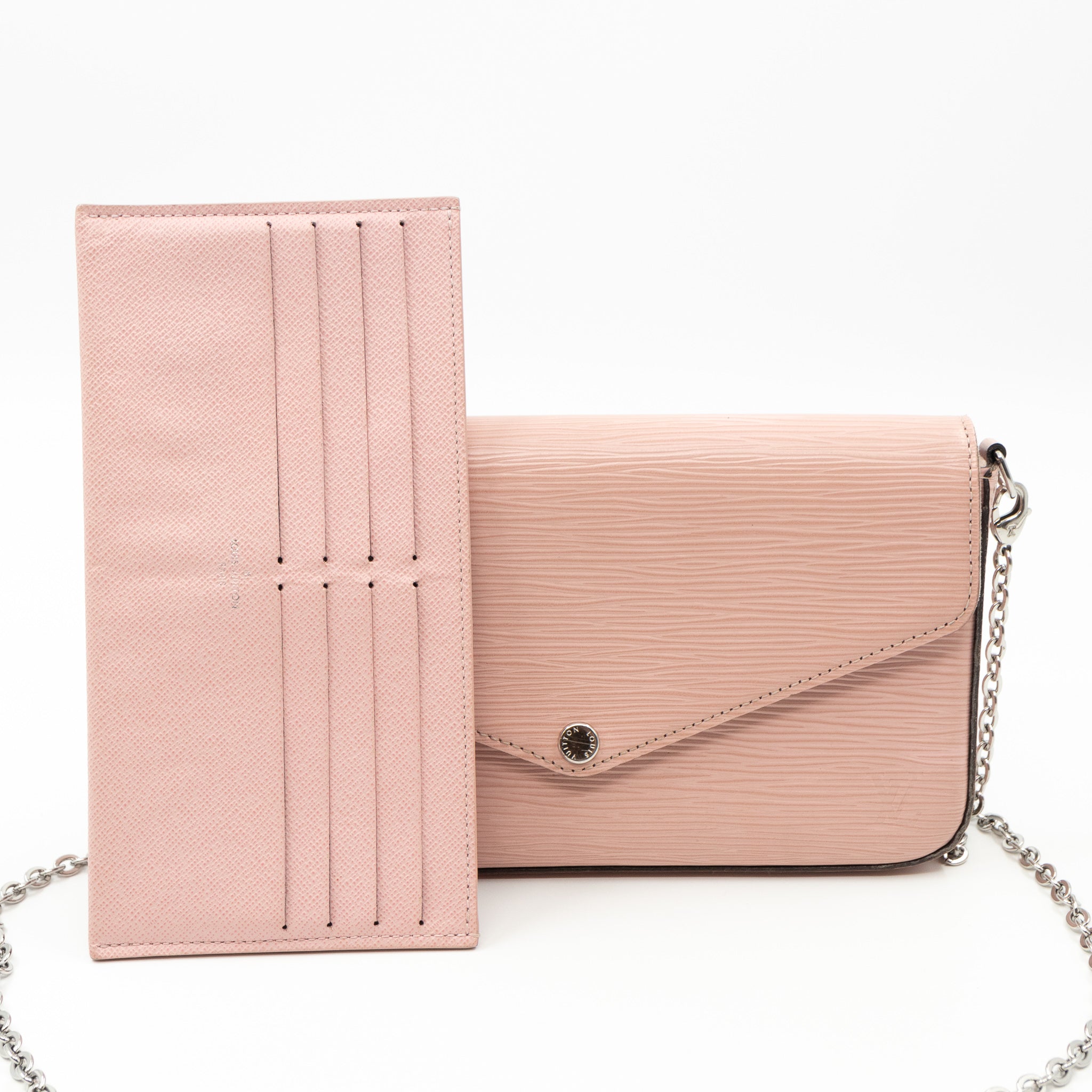 Pochette Felicie Epi Leather Rose Ballerine