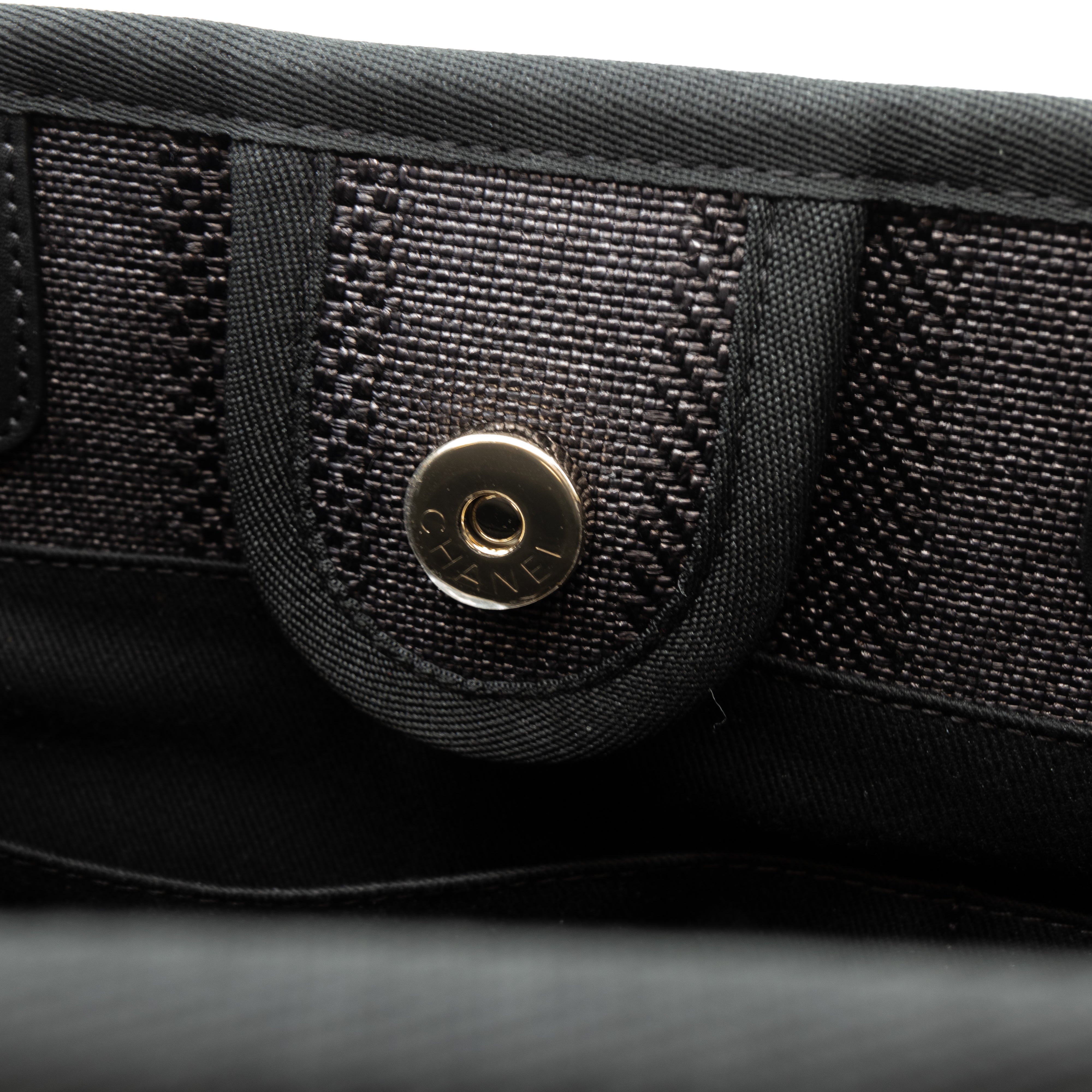 Deauville Small Tote Black Canvas Gold
