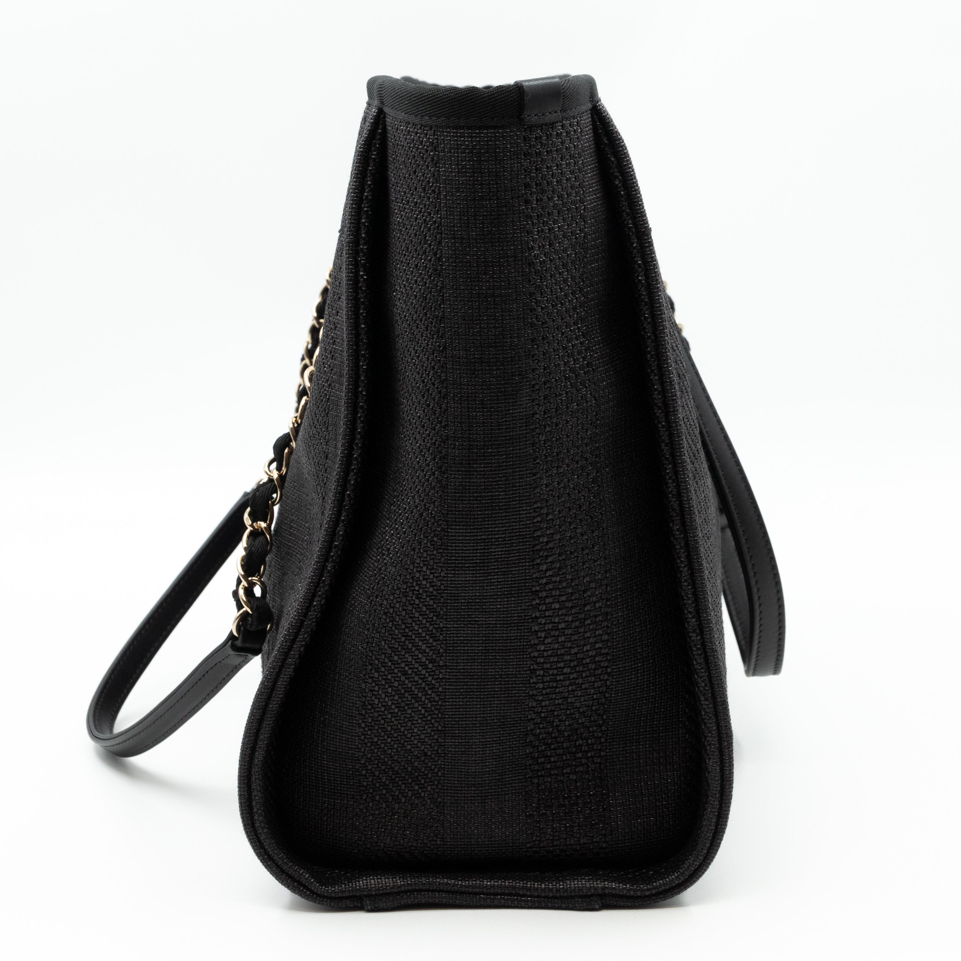 Deauville Small Tote Black Canvas Gold