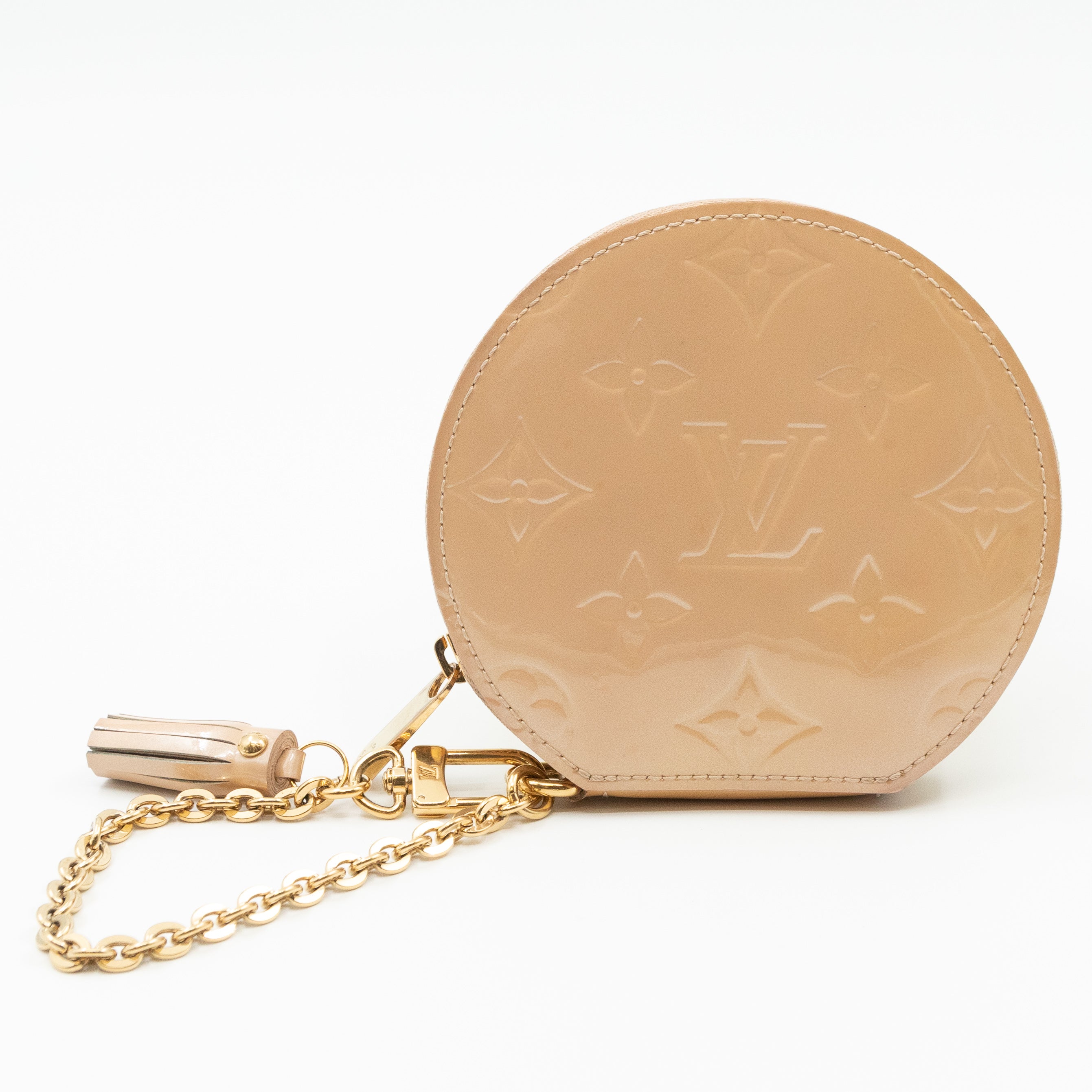 Round Coin Purse Vernis Rose Florentine