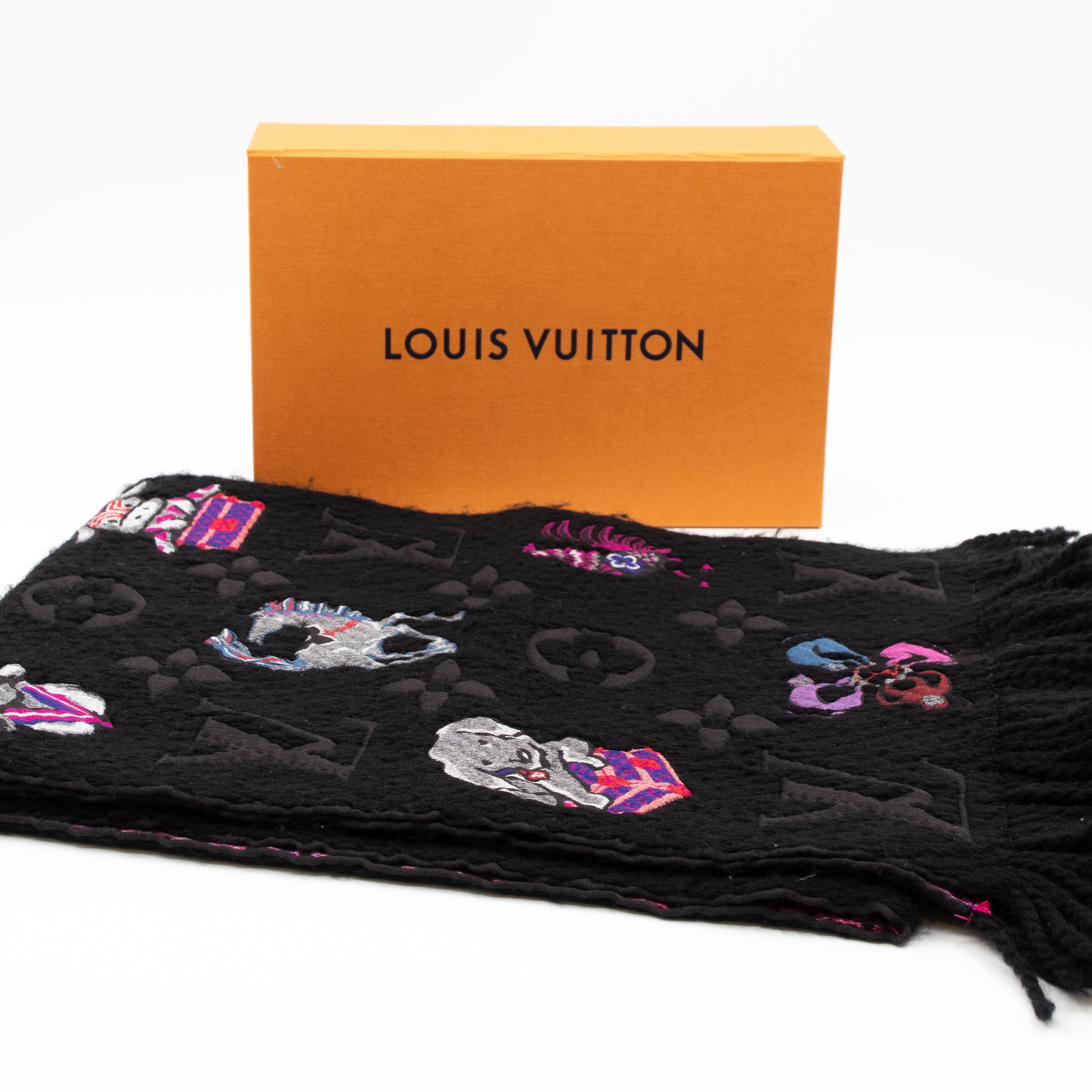 Louis Vuitton Logomania Rainbow Scarf Black