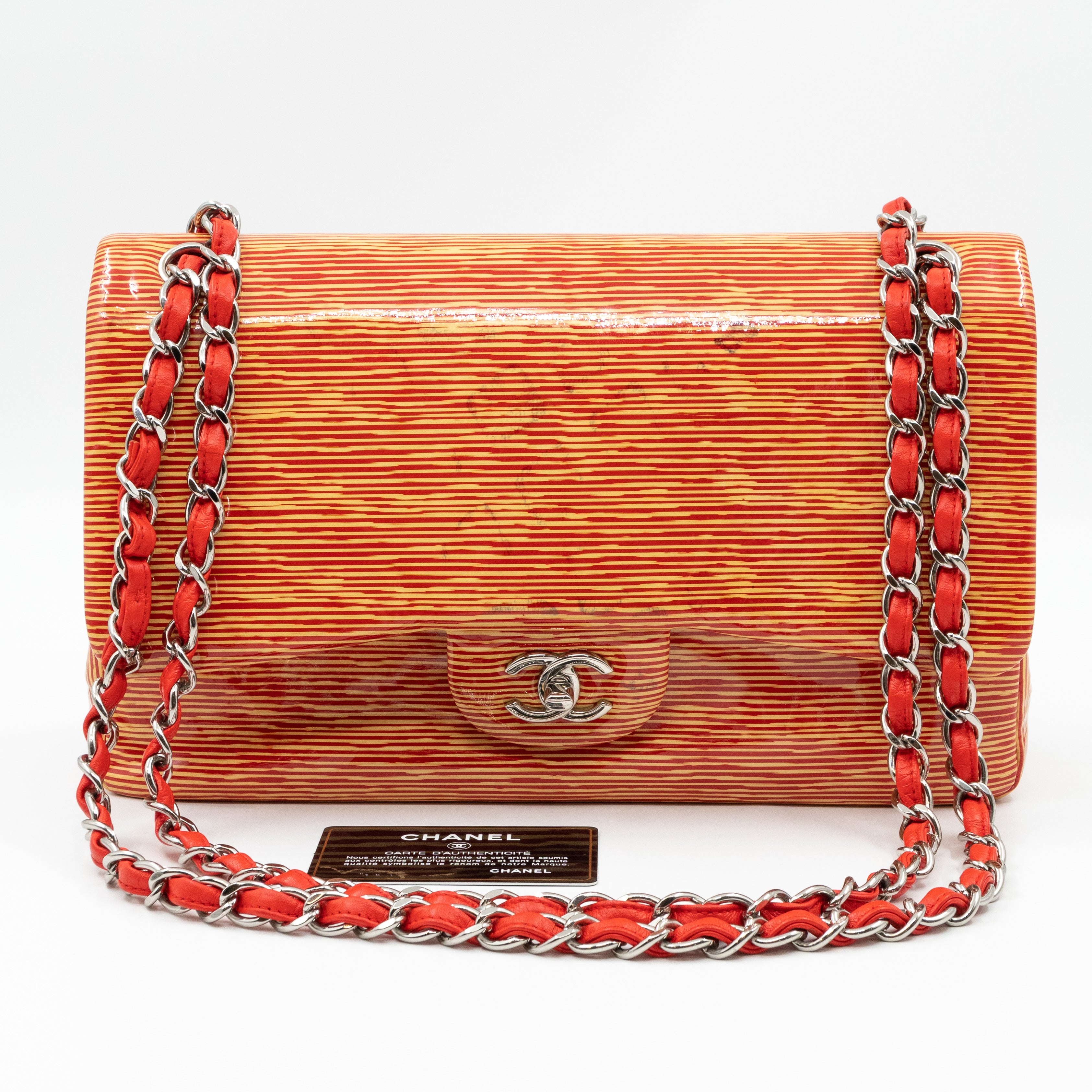 Classic Double Flap Jumbo Orange Striped Silver