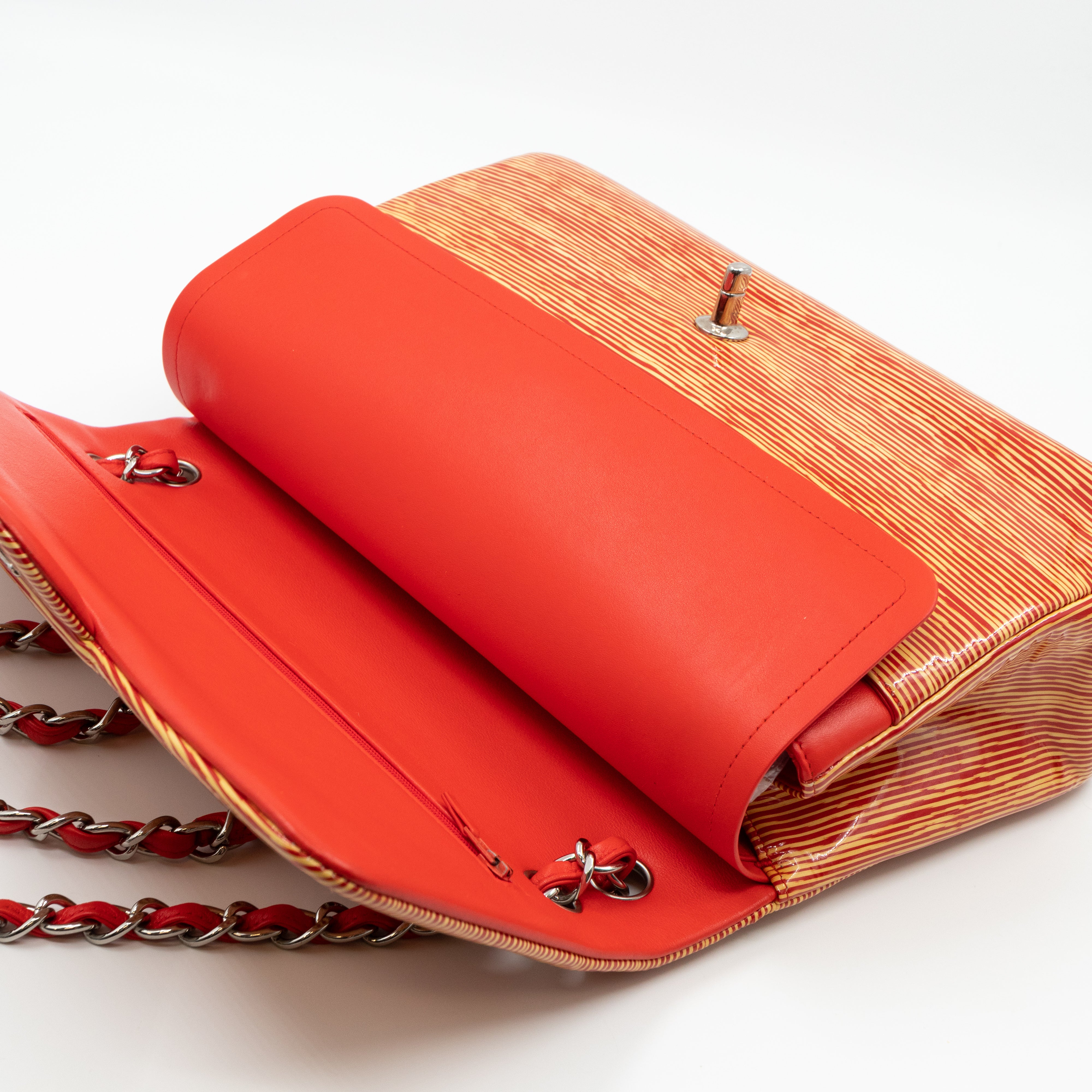 Classic Double Flap Jumbo Orange Striped Silver