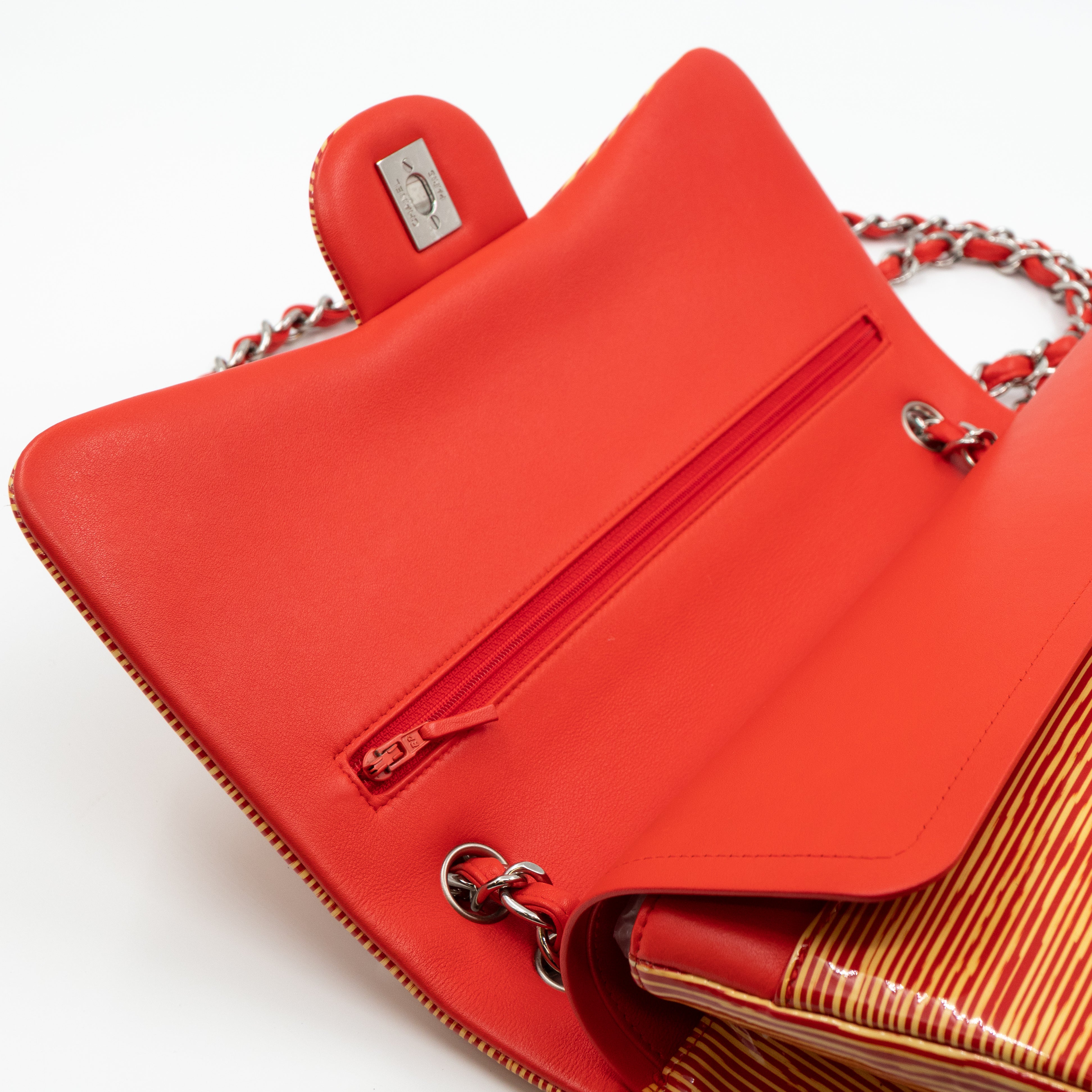 Classic Double Flap Jumbo Orange Striped Silver