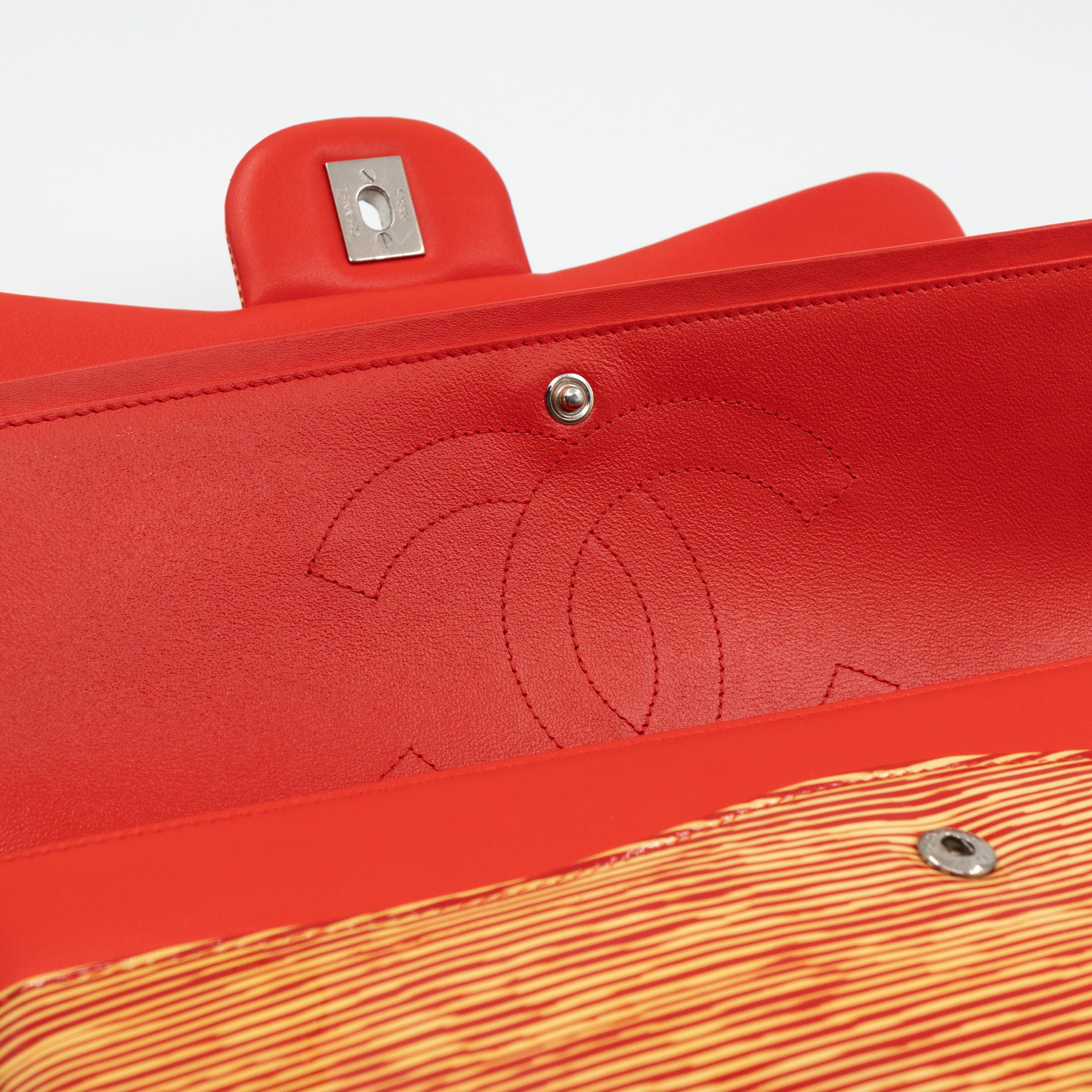 Classic Double Flap Jumbo Orange Striped Silver