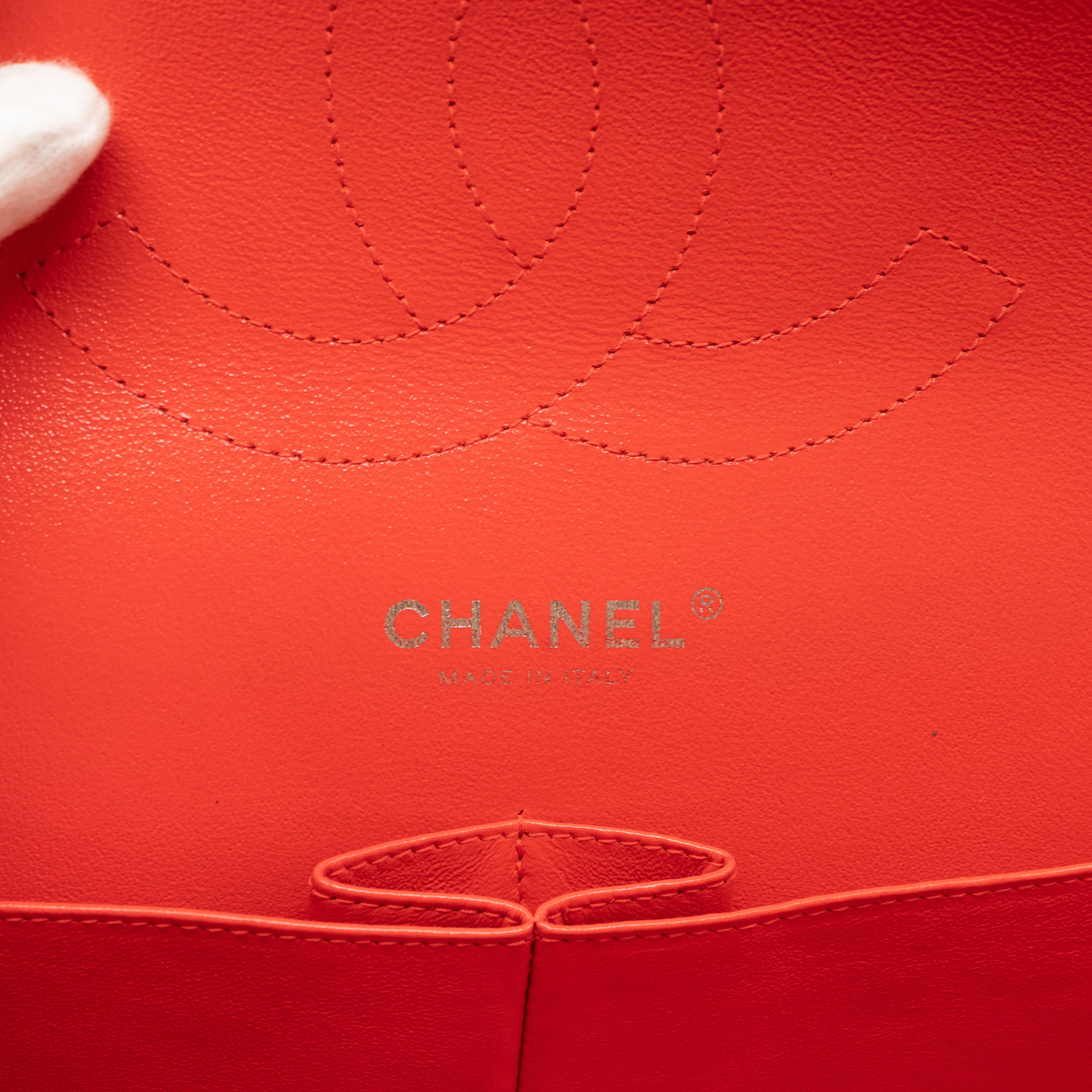 Classic Double Flap Jumbo Orange Striped Silver